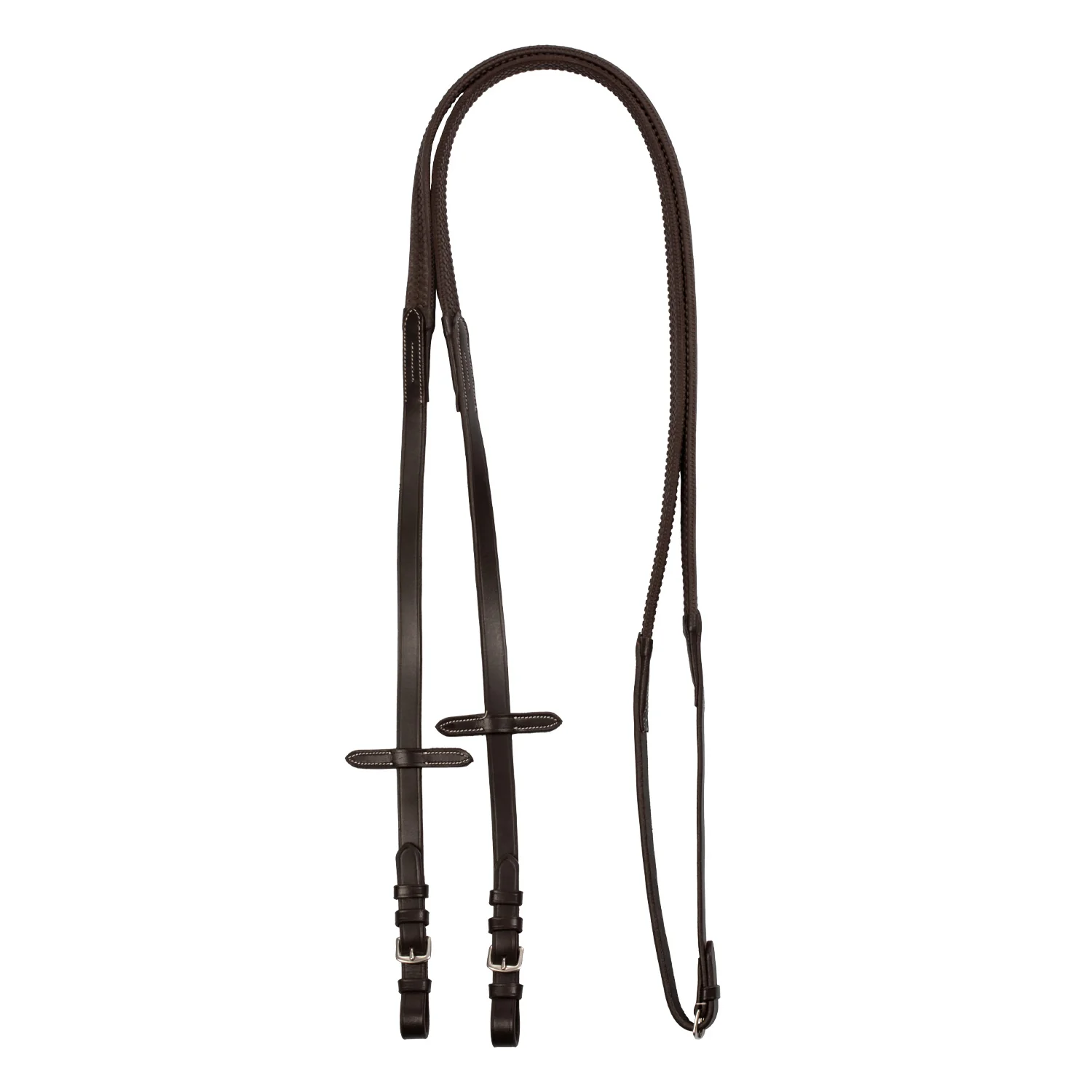 Equestro Leather And Rubber Reins Silver Fitting (1.6Cm) - Image 7