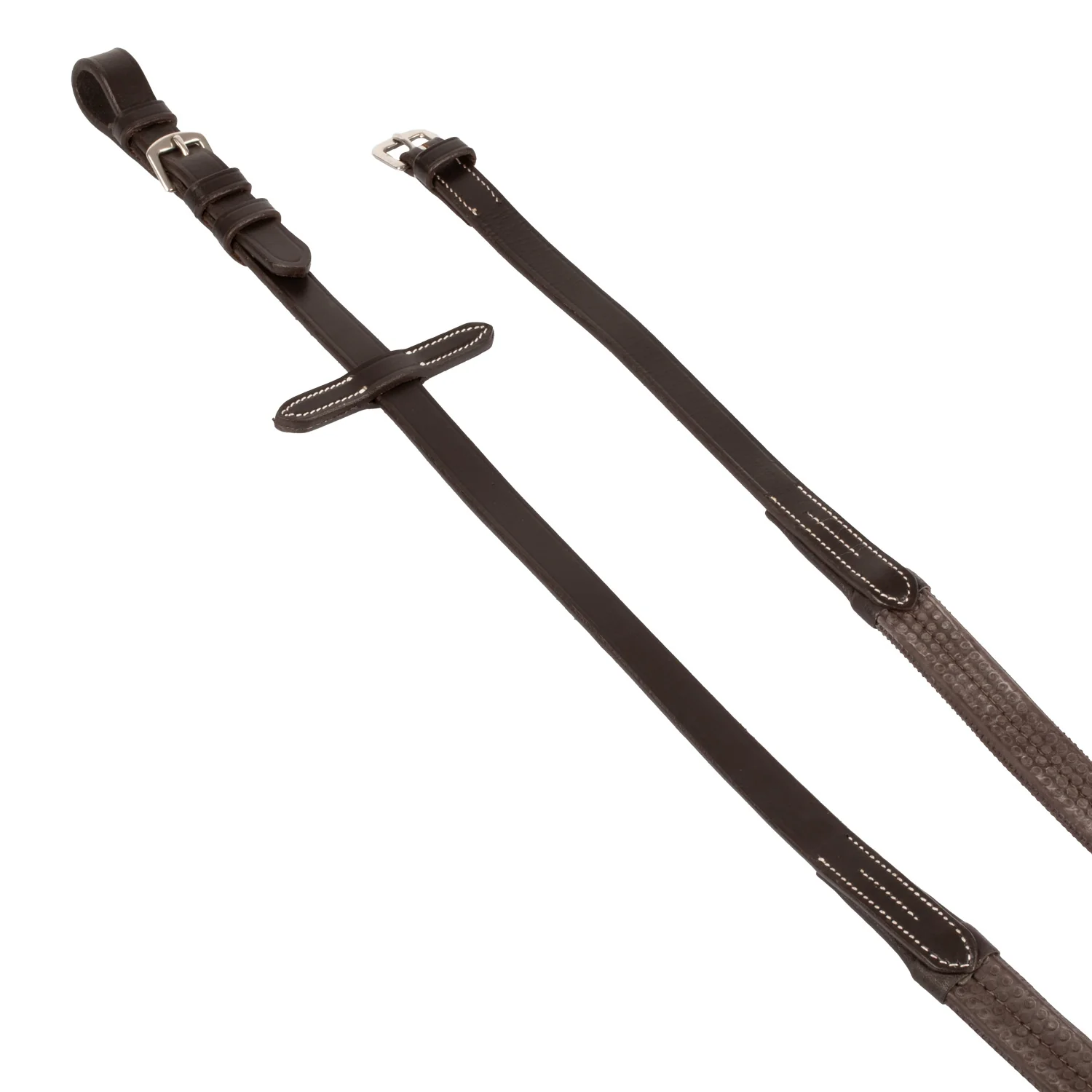 Equestro Leather And Rubber Reins Silver Fitting (1.6Cm) - Image 8