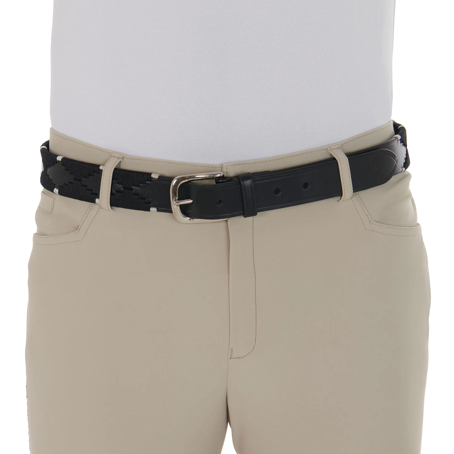 Equestro Leather Belt With Black And White Embroidery - Image 6