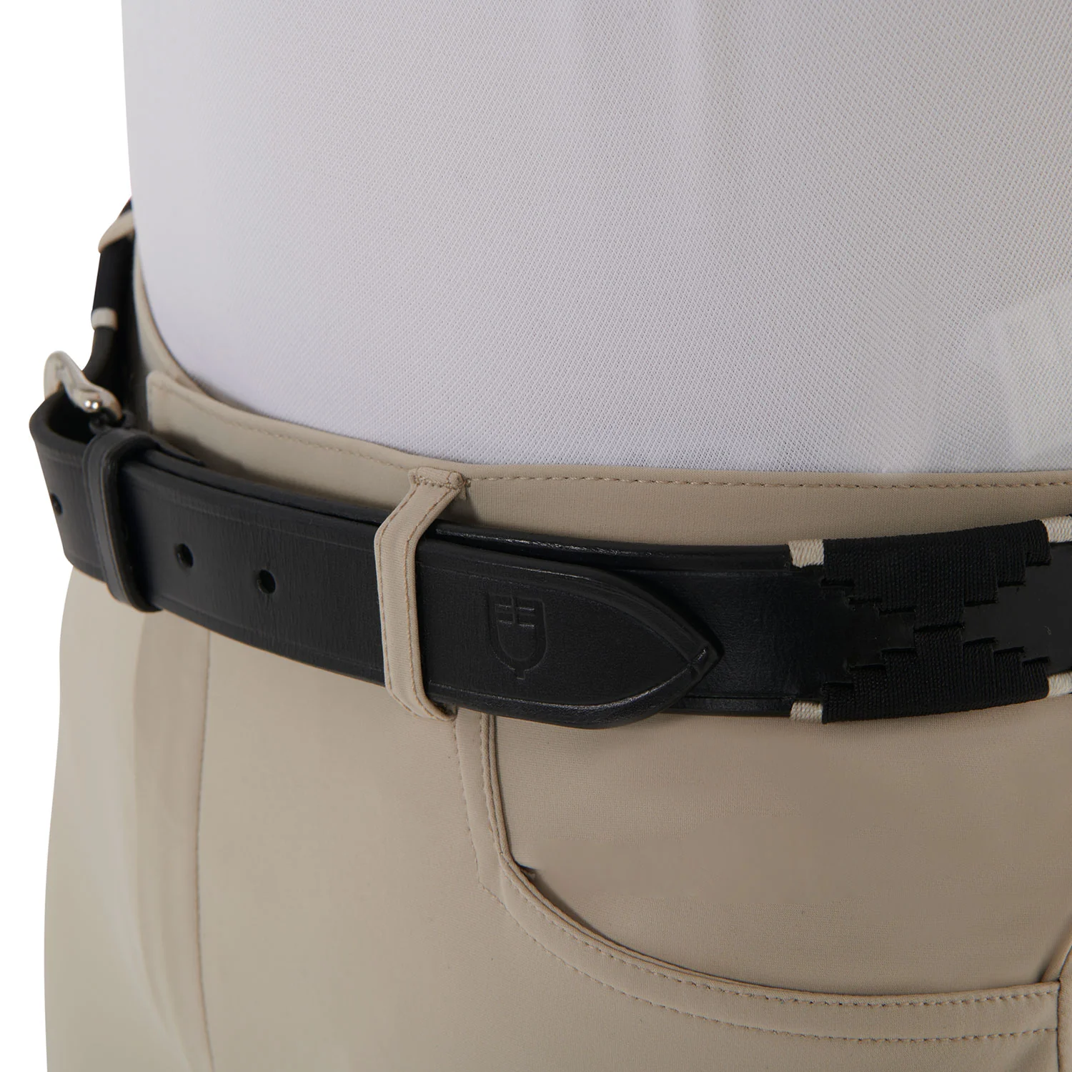 Equestro Leather Belt With Black And White Embroidery - Image 8