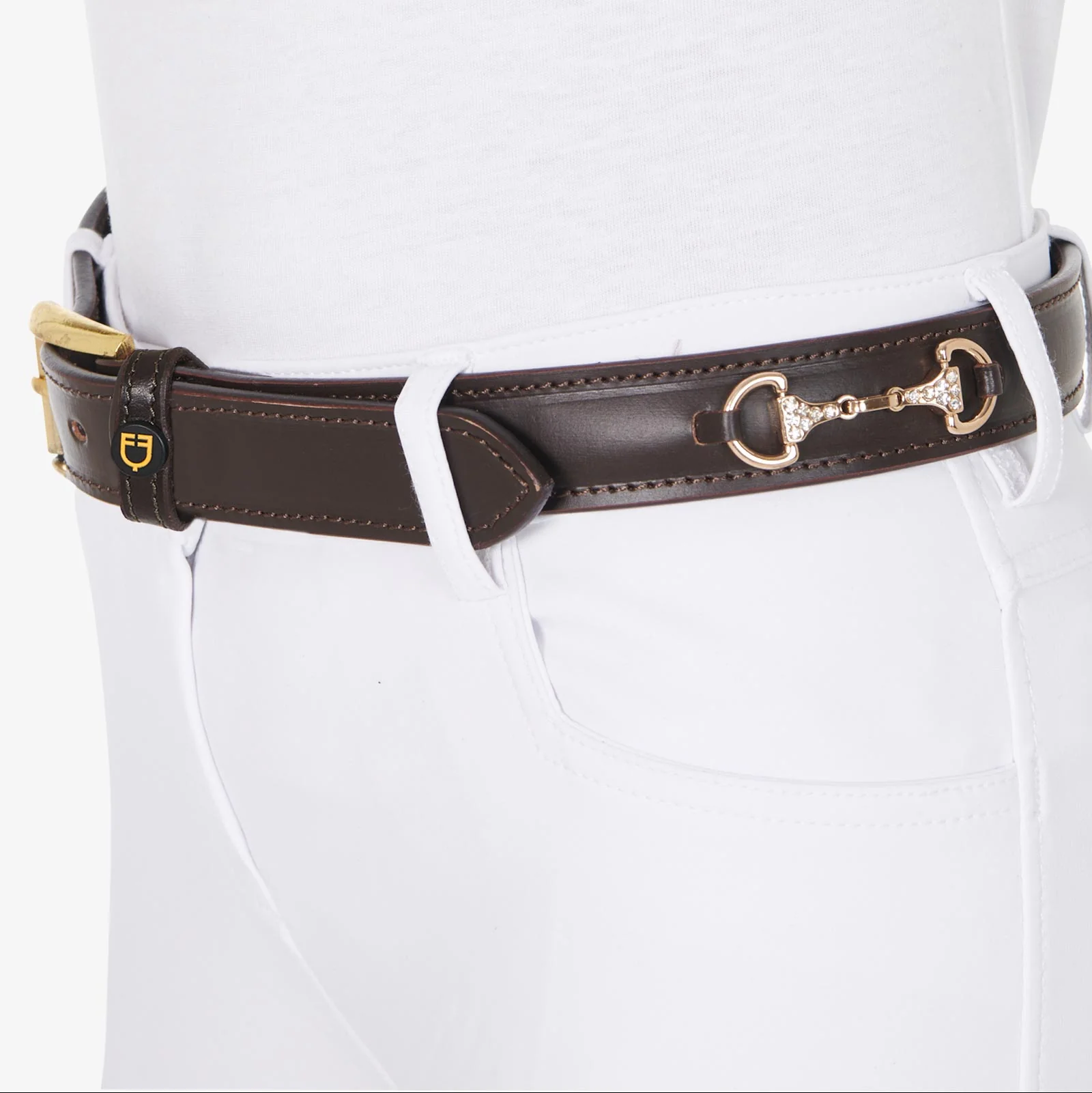 Equestro Leather Belt With Snaffle Bits And Rhinestones - Image 10