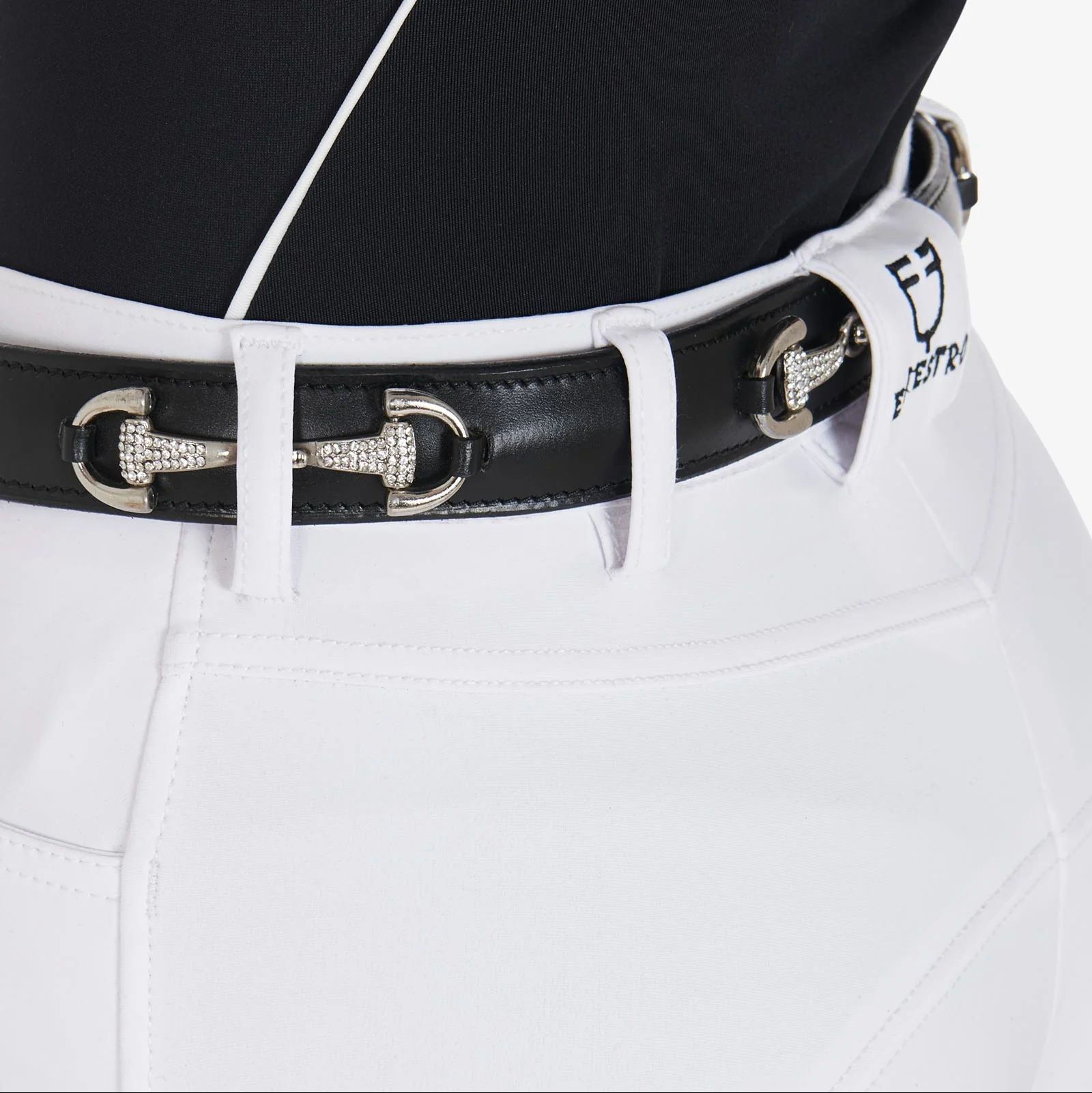 Equestro Leather Belt With Snaffle Bits And Rhinestones - Image 4