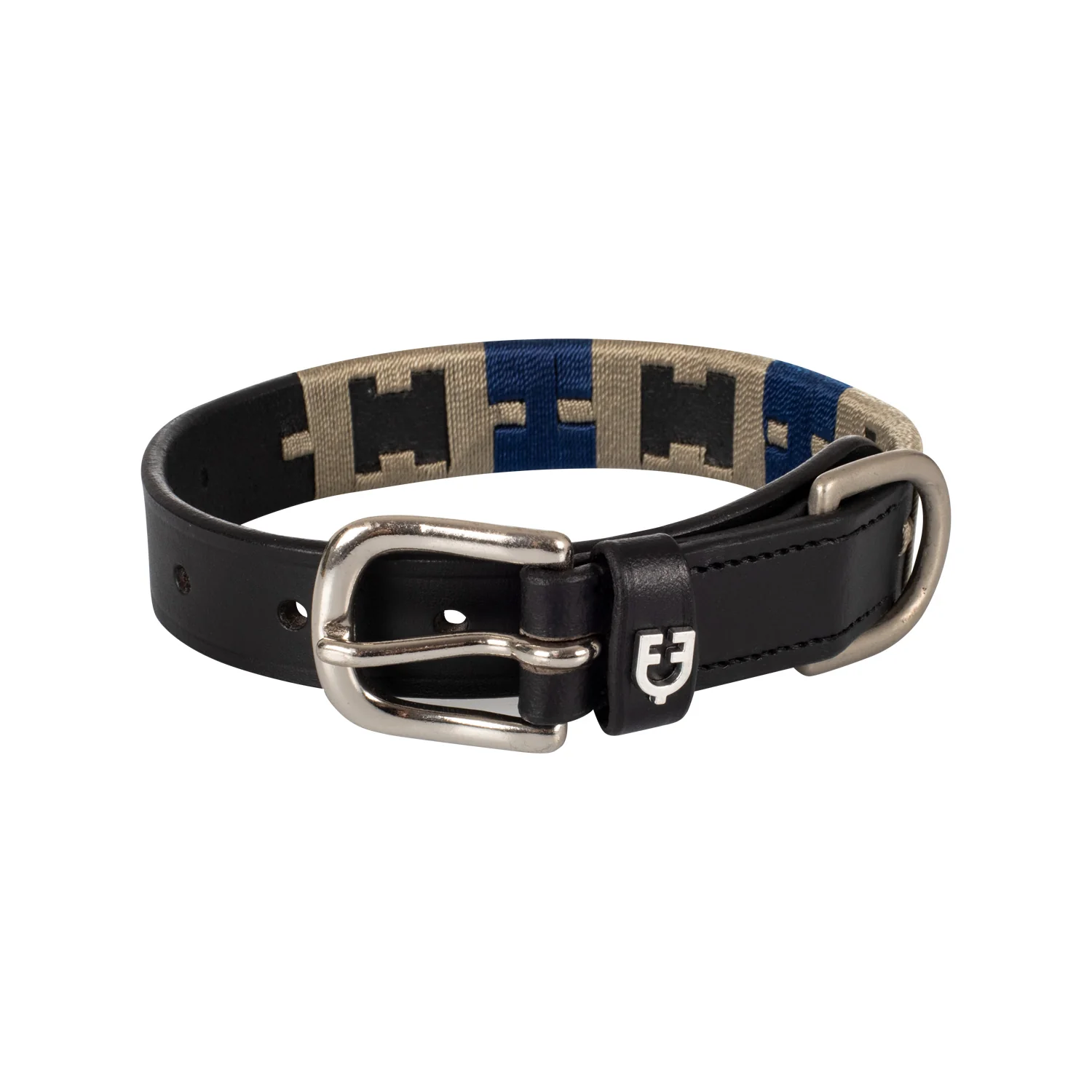 Equestro Leather Dog Collar With Geometric Pattern