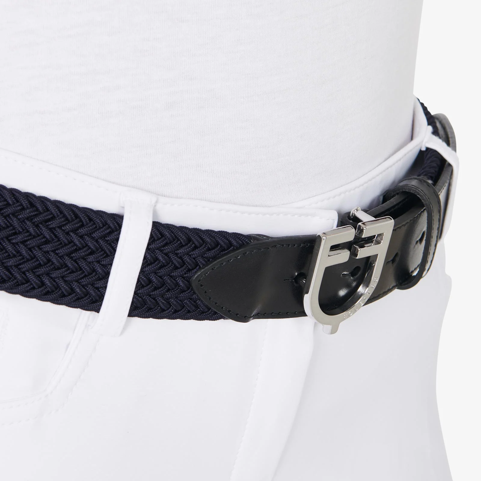 Equestro Leather Elastic Belt With Logoed Buckle - Image 2