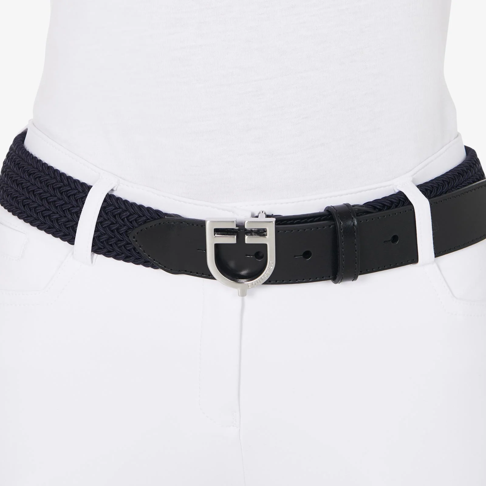 Equestro Leather Elastic Belt With Logoed Buckle - Image 3