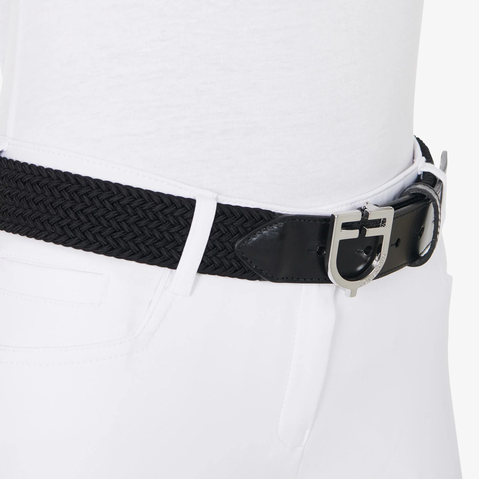 Equestro Leather Elastic Belt With Logoed Buckle - Image 7