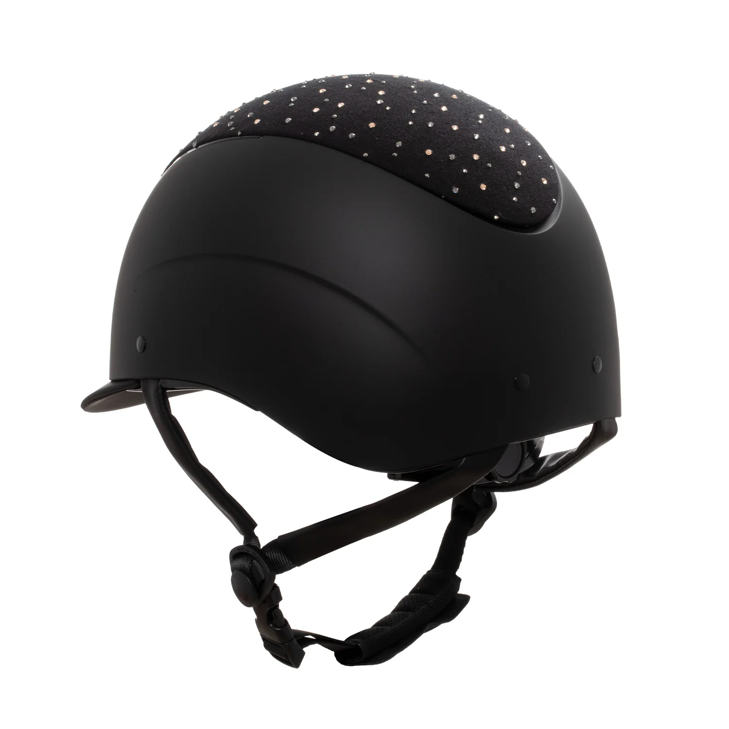 Equestro Matt Helmet With Narrow Visor And Rhinestone Logo Homologation En 1384-2023 - Image 2