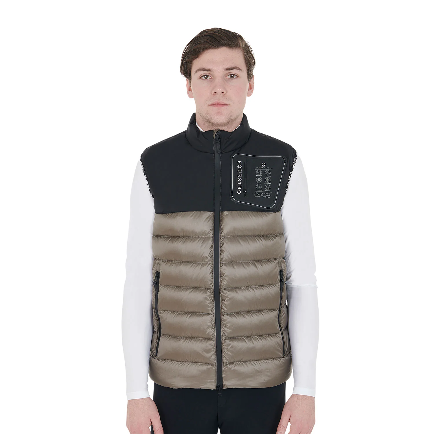 Equestro Men's Bi-Material Vest Silicone Patch
