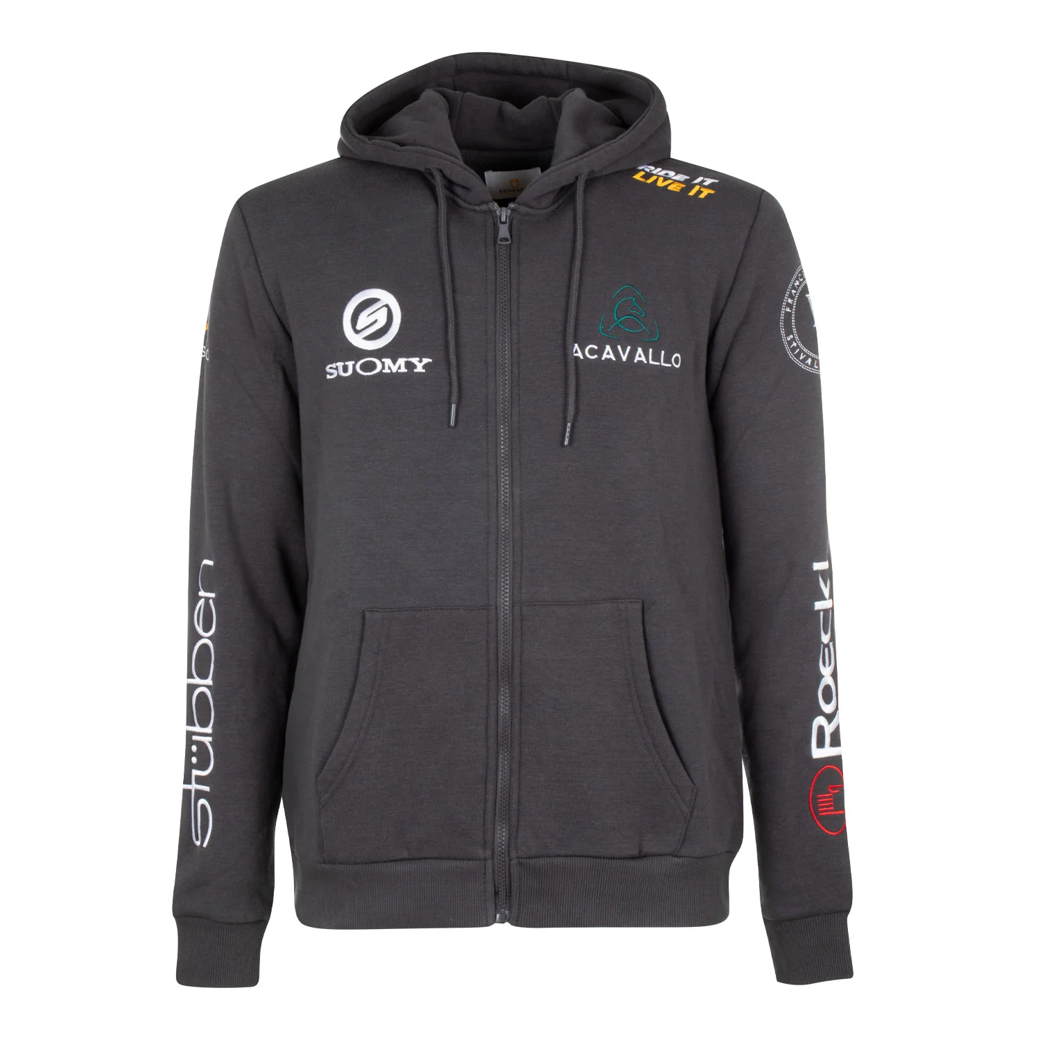 Equestro Men's Hoddie With Multilogo Patches