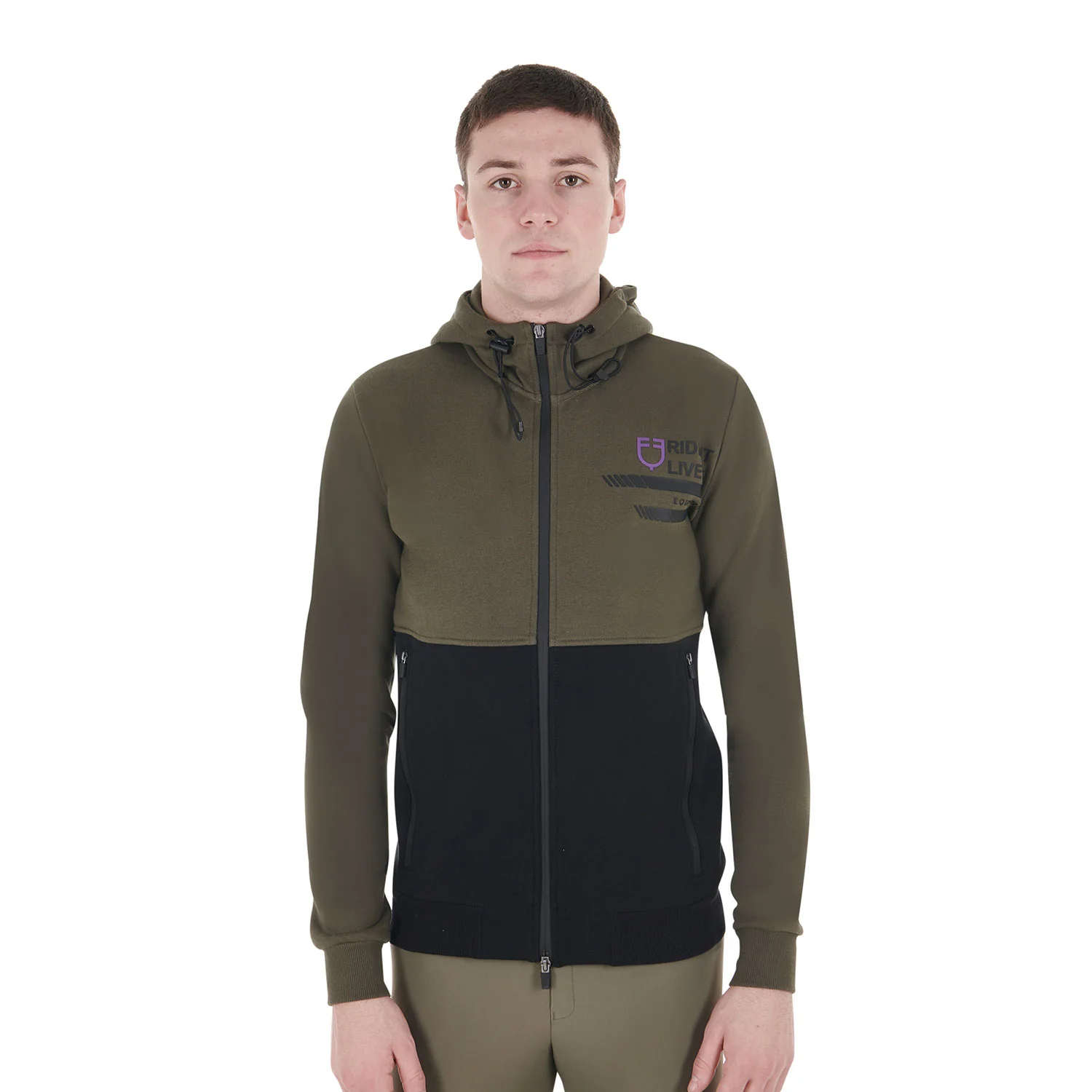 Equestro Men's Hooded Sweatshirt With Fleece Inside