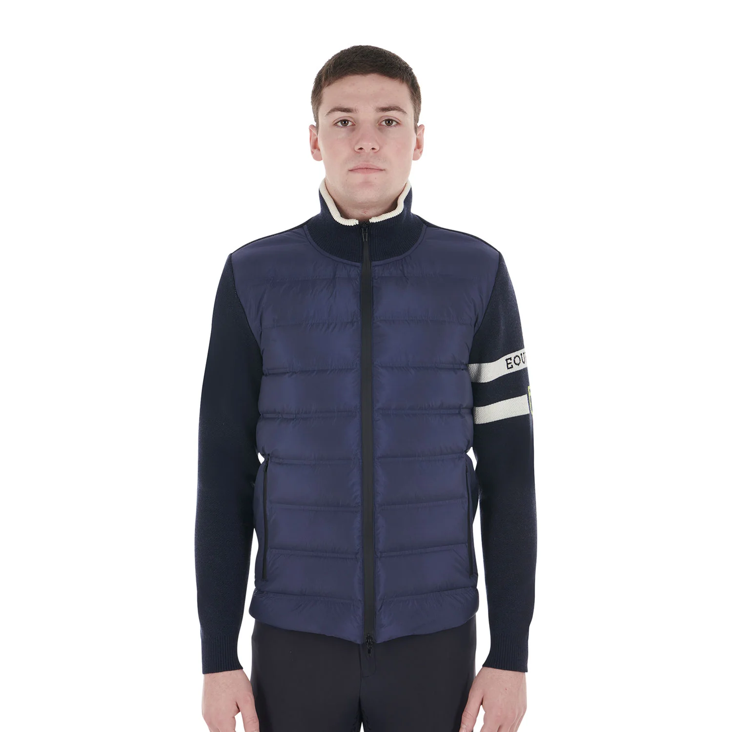 Equestro Men's Jacket In Nylon And Knit With Front Zip