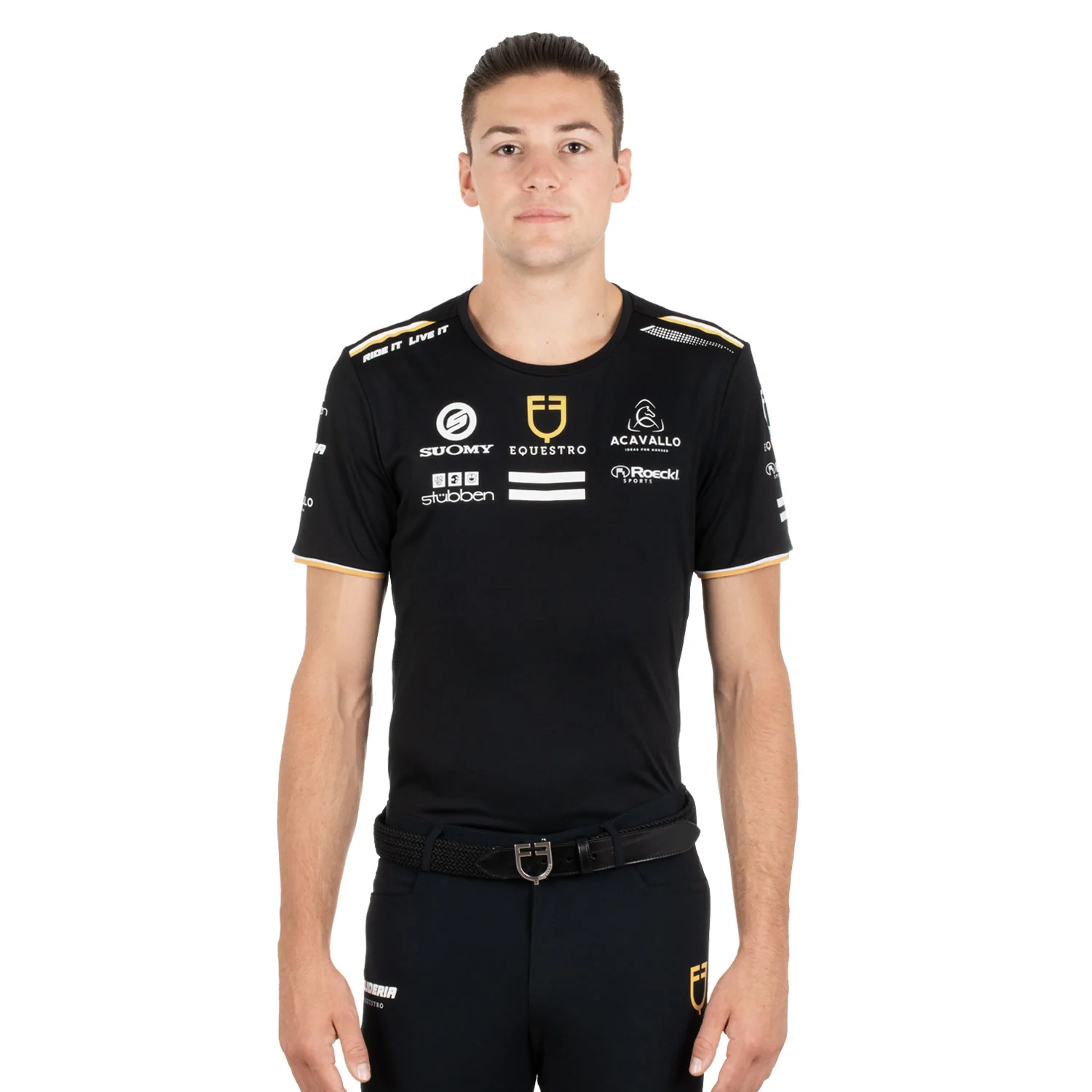 Equestro Men's Multi Logo T-Shirt Technical Fabric