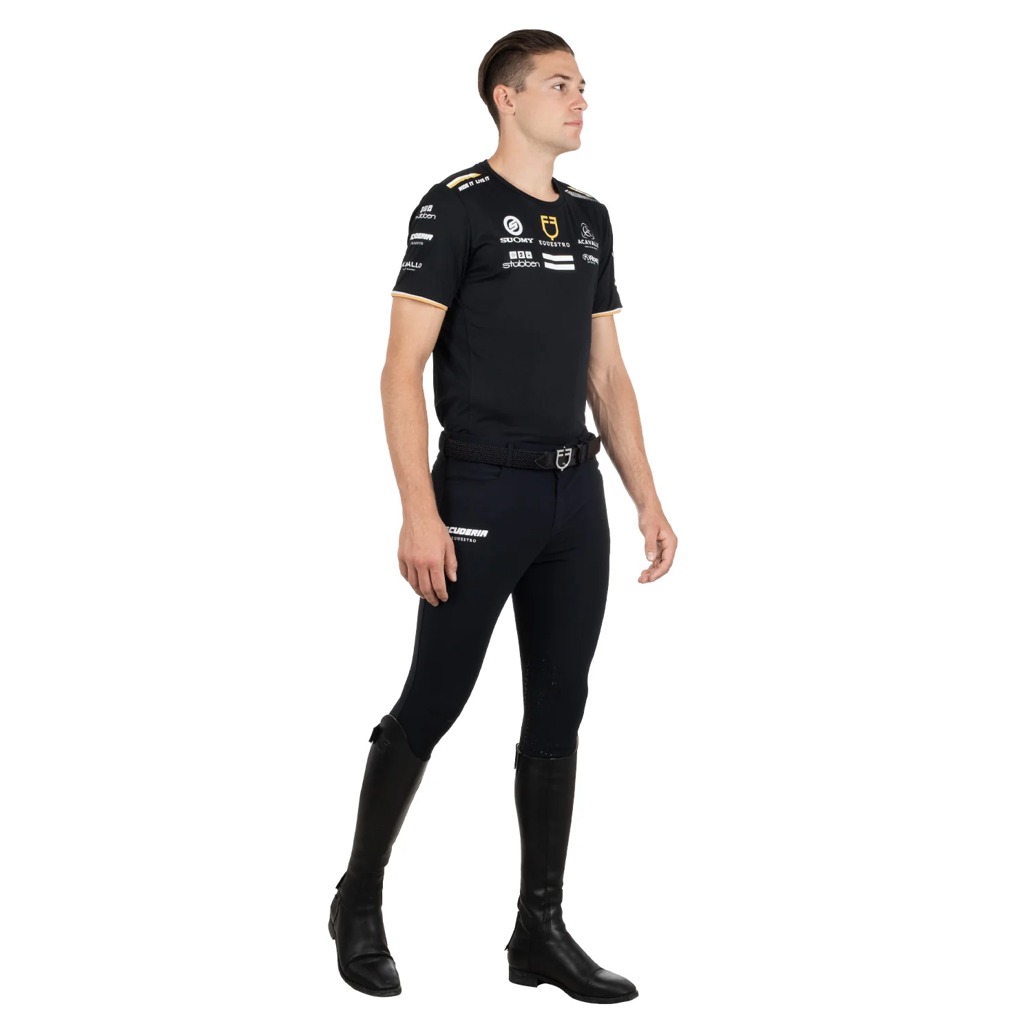 Equestro Men's Multi Logo T-Shirt Technical Fabric - Image 7