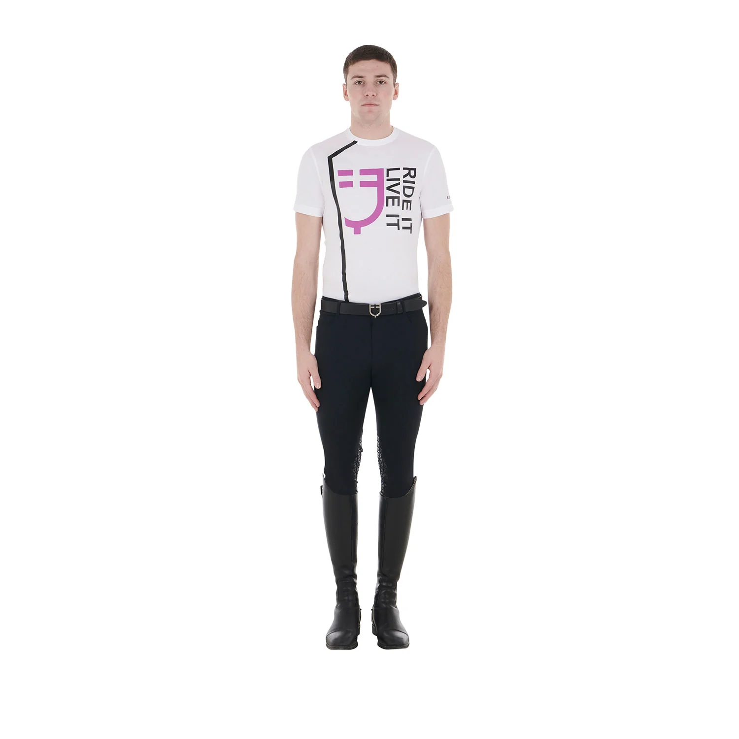 Equestro Men's Ride It Live It Slim Fit T-Shirt With Logo - Image 6