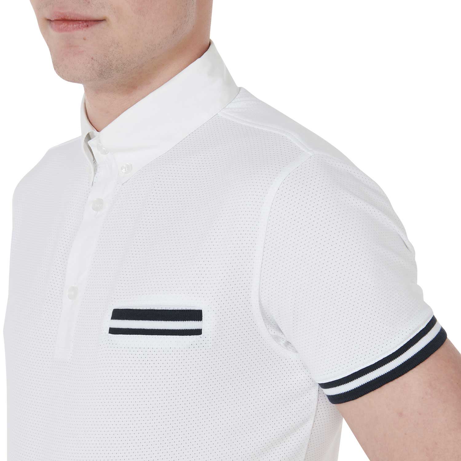 Equestro Men's Slim Fit Competition Polo Shirt With Black Inserts - Image 4