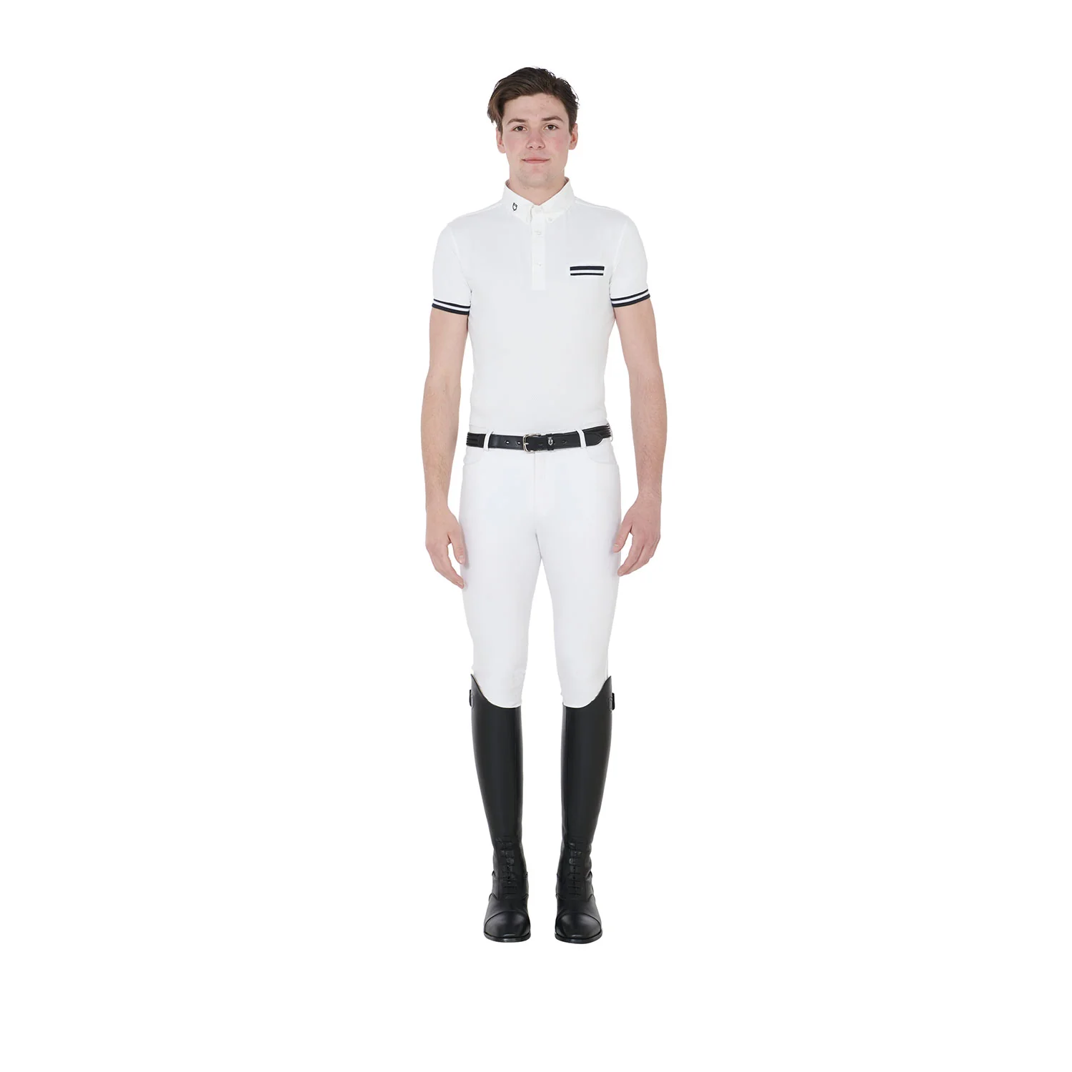 Equestro Men's Slim Fit Competition Polo Shirt With Black Inserts - Image 6