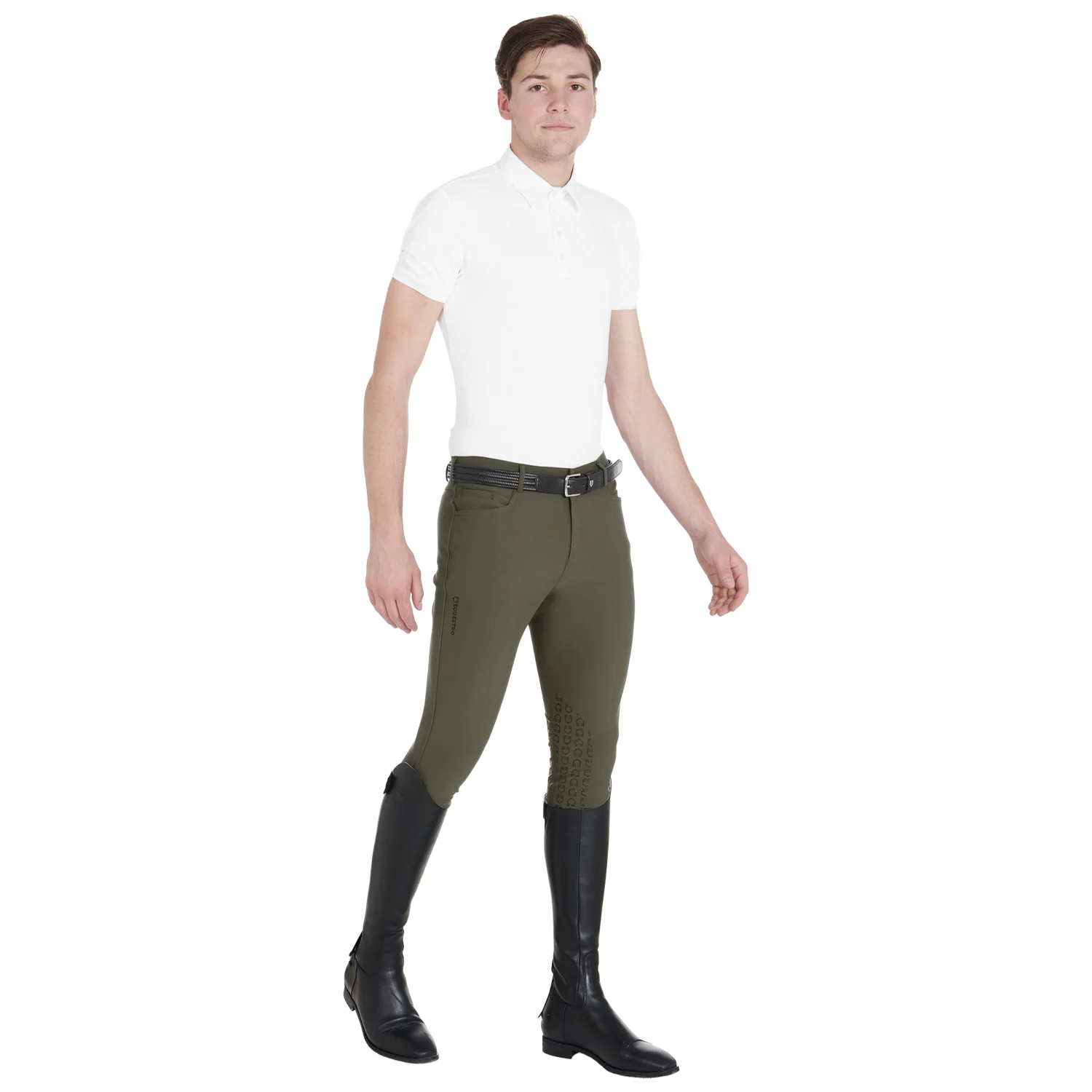 Equestro Men's Slim Fit Grip Breeches With Logo - Image 56
