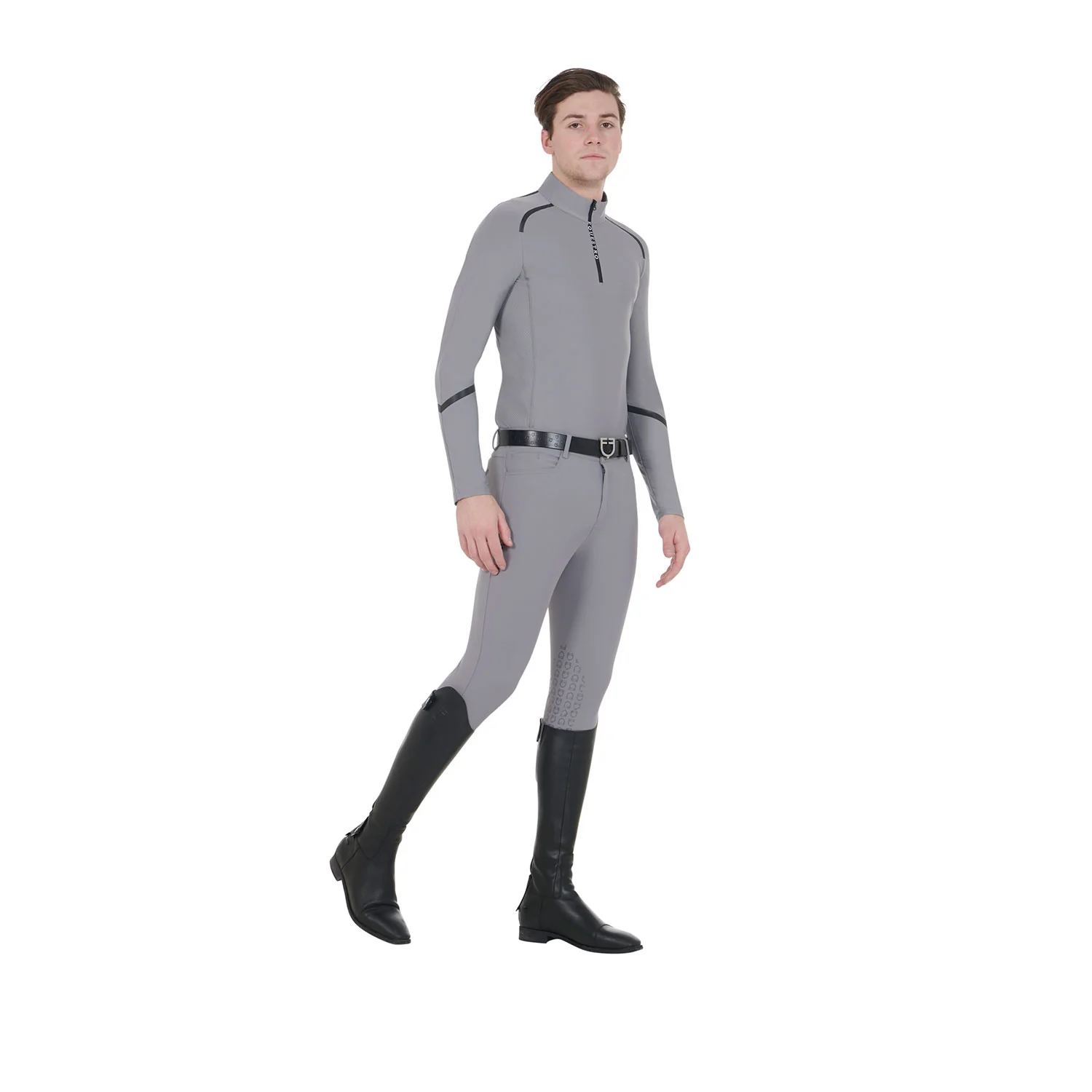 Equestro Men's Slim Fit Long Sleeve Training Polo Shirt - Image 6