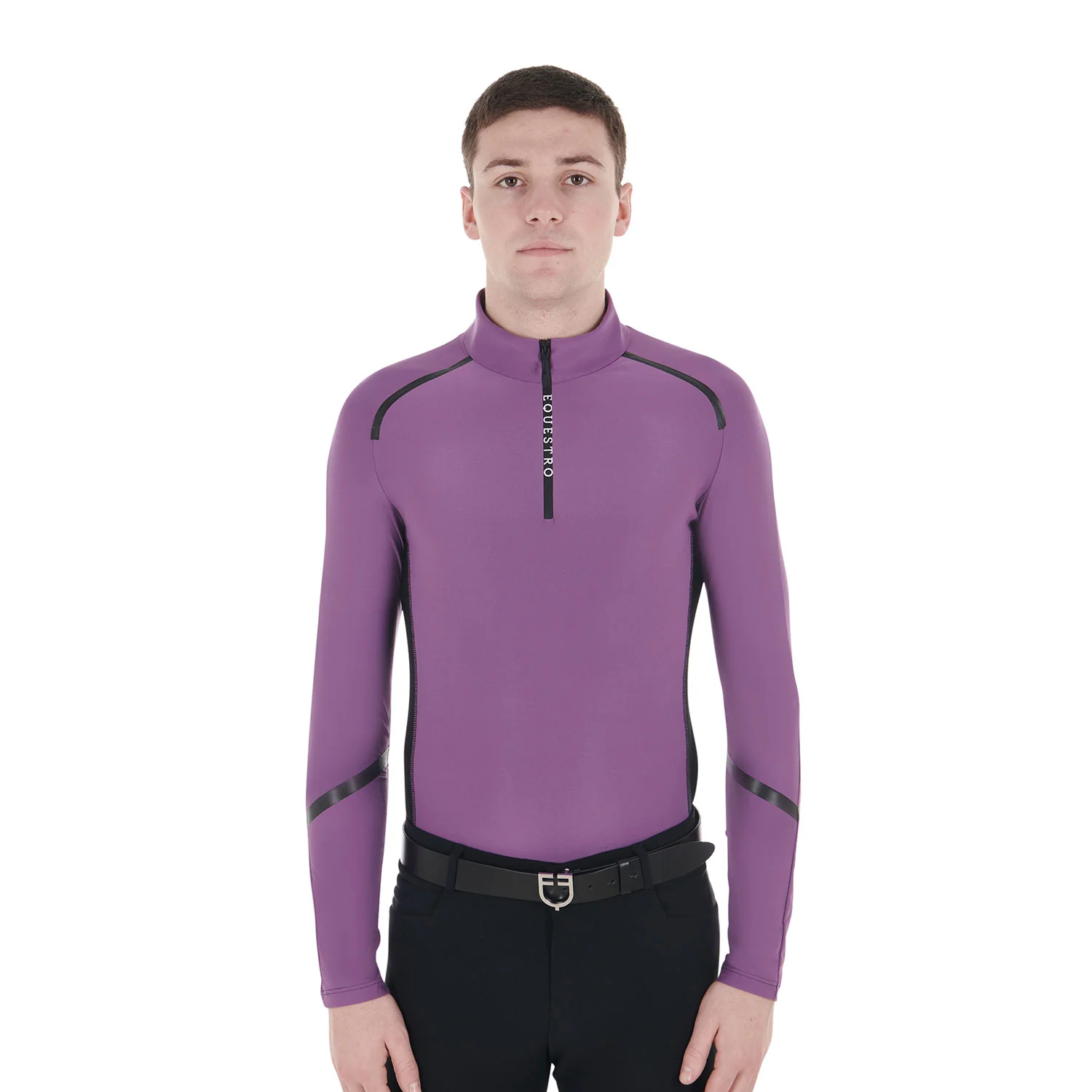 Equestro Men's Slim Fit Long Sleeve Training Polo Shirt - Image 8
