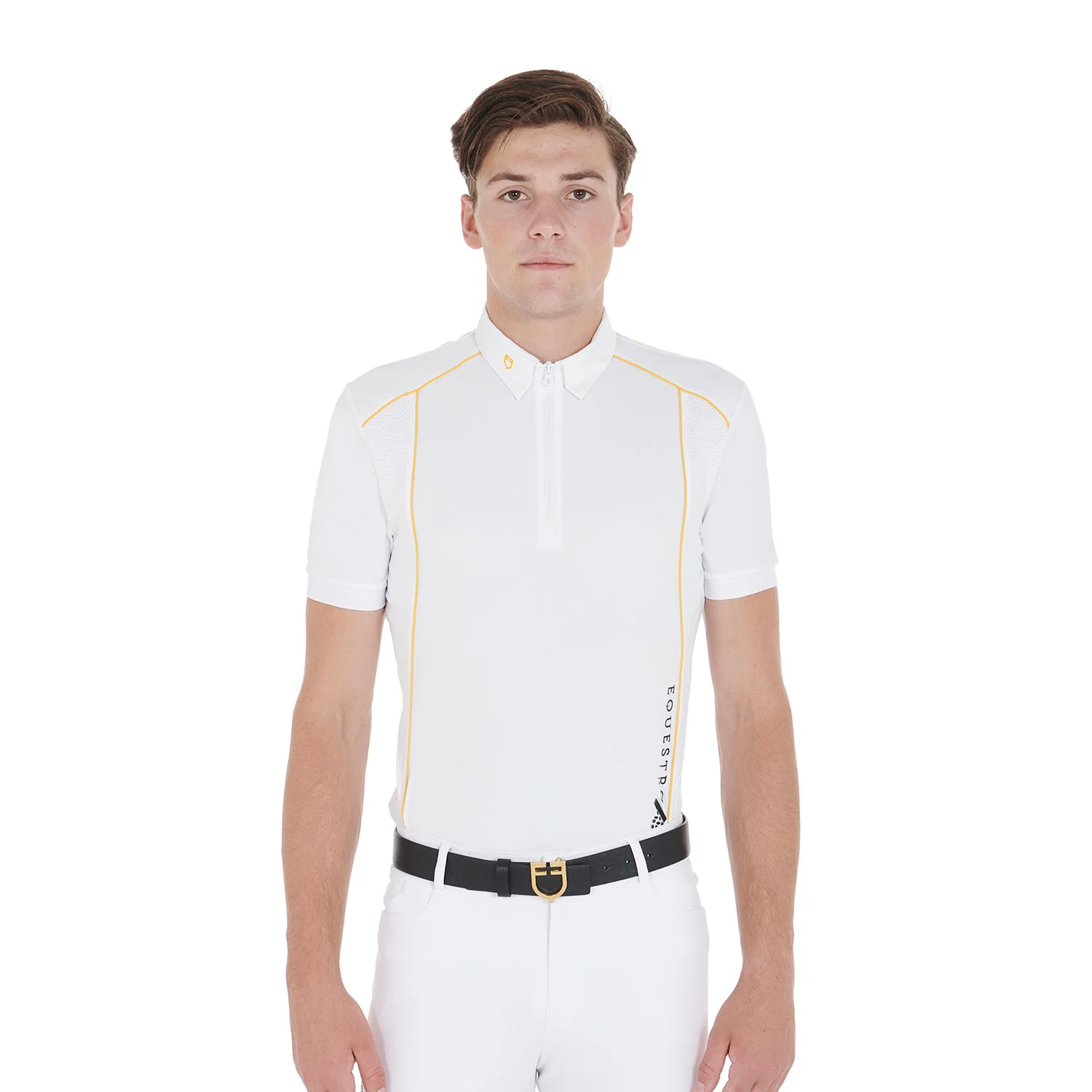 Equestro Men's Slim Fit Polo Shirt In Technical Fabric With Piping