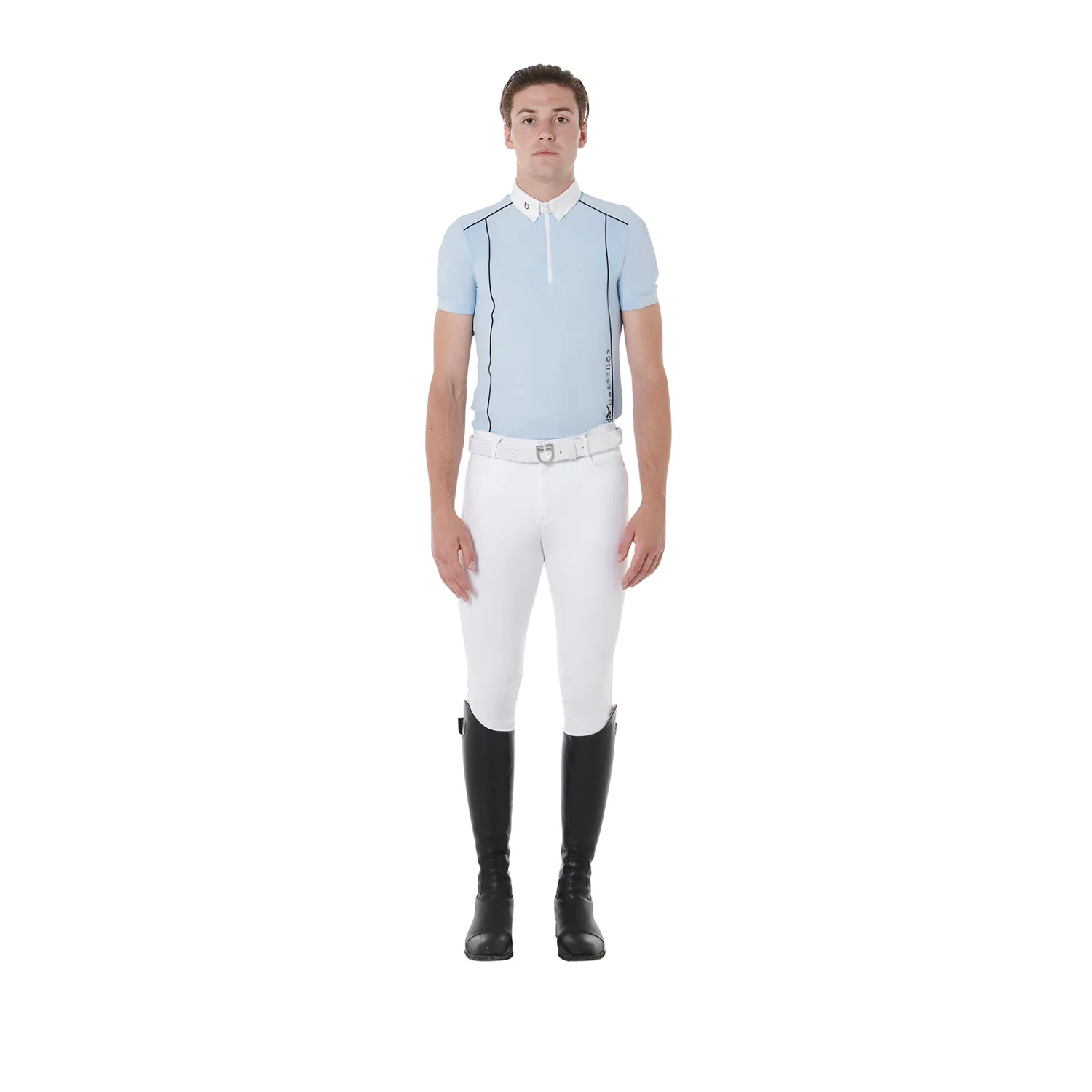 Equestro Men's Slim Fit Polo Shirt In Technical Fabric With Piping - Image 11