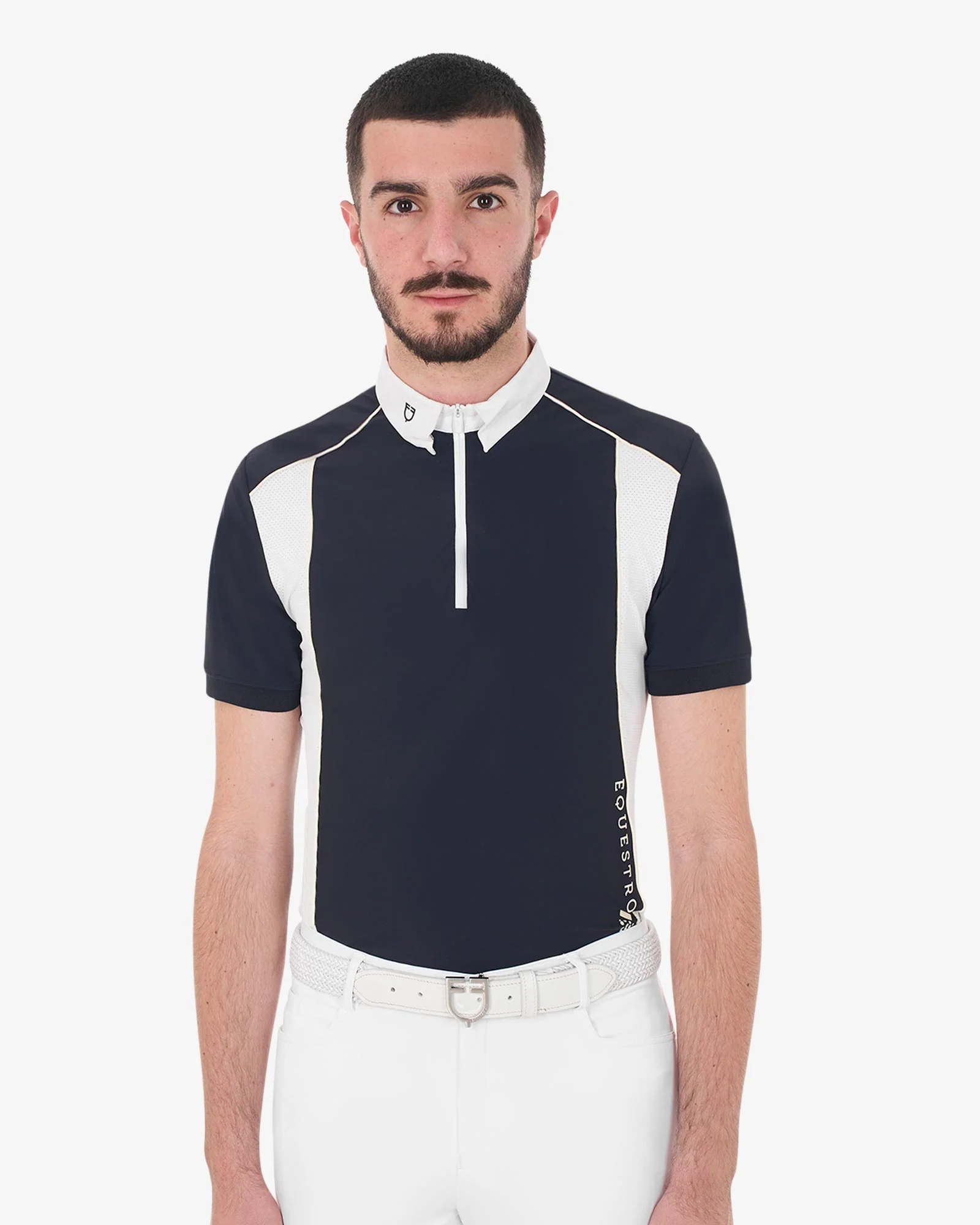 Equestro Men's Slim Fit Polo Shirt In Technical Fabric With Piping - Image 12