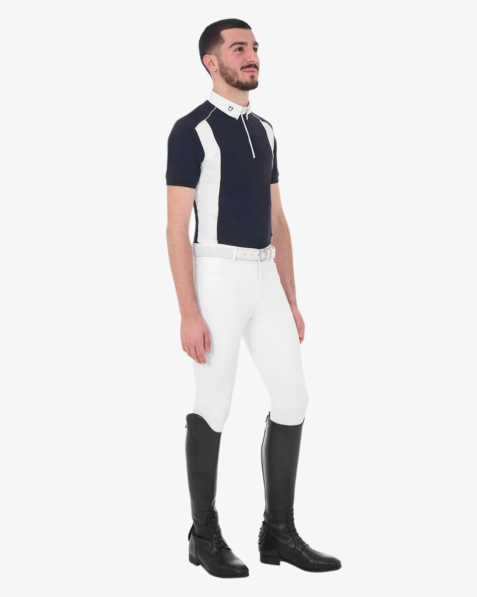 Equestro Men's Slim Fit Polo Shirt In Technical Fabric With Piping - Image 13