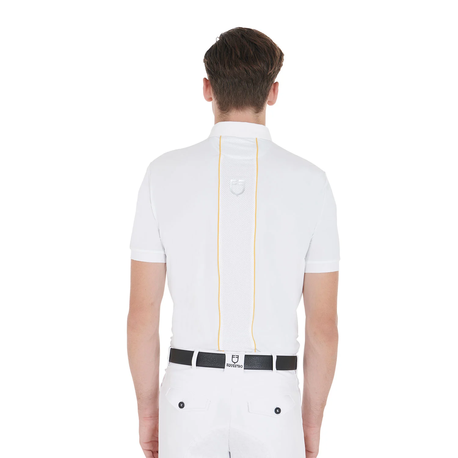 Equestro Men's Slim Fit Polo Shirt In Technical Fabric With Piping - Image 2