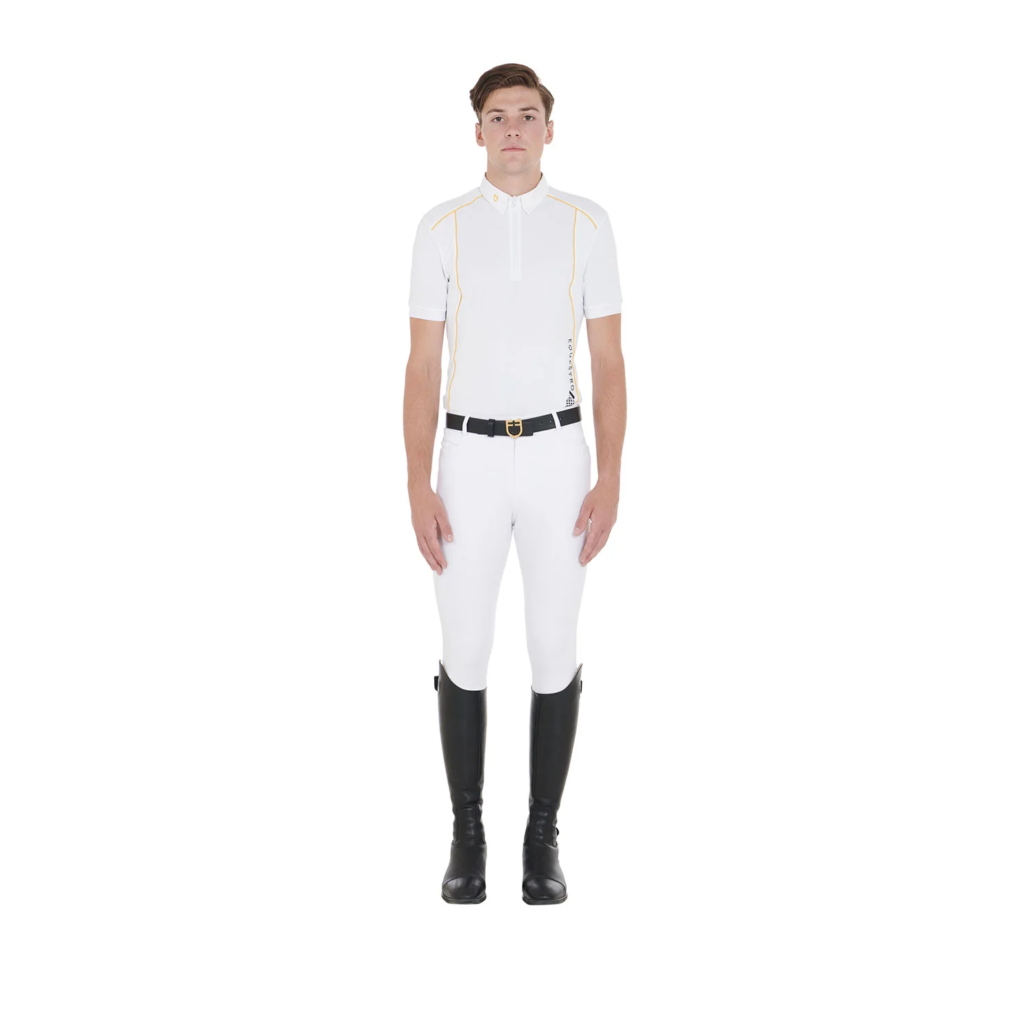 Equestro Men's Slim Fit Polo Shirt In Technical Fabric With Piping - Image 5
