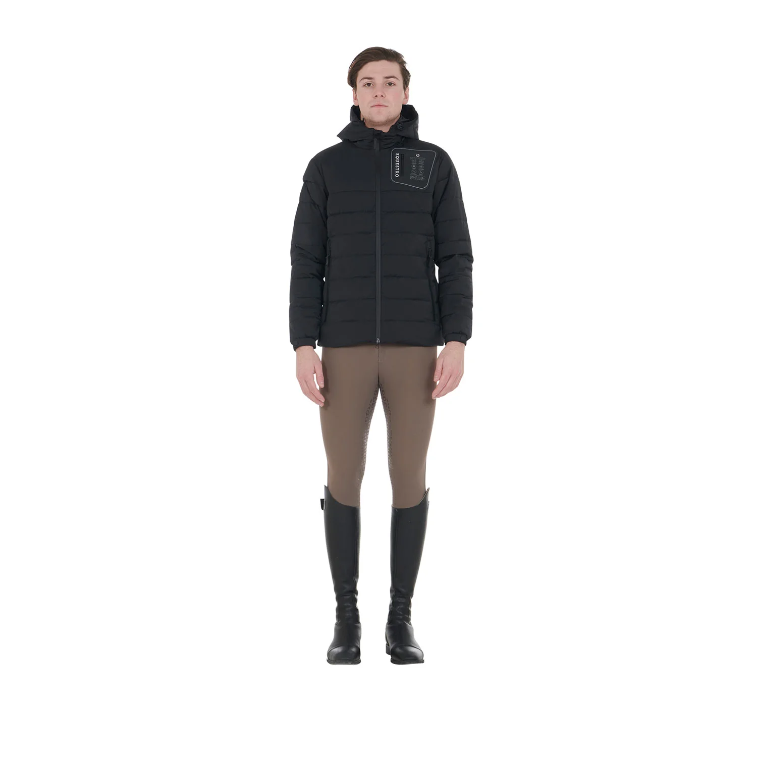 Equestro Men's Stretch Fabric Down Jacket Silicone Patch - Image 7