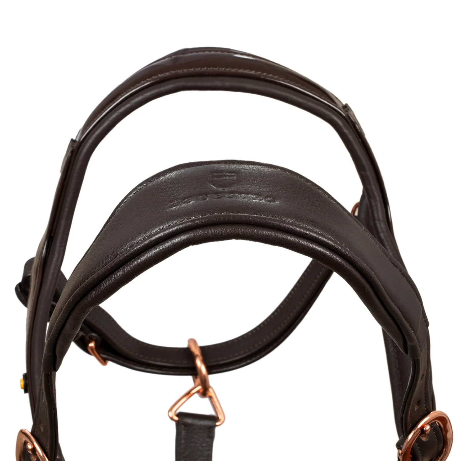Equestro Polished Leather Halter With Rose Gold Buckles - Image 11
