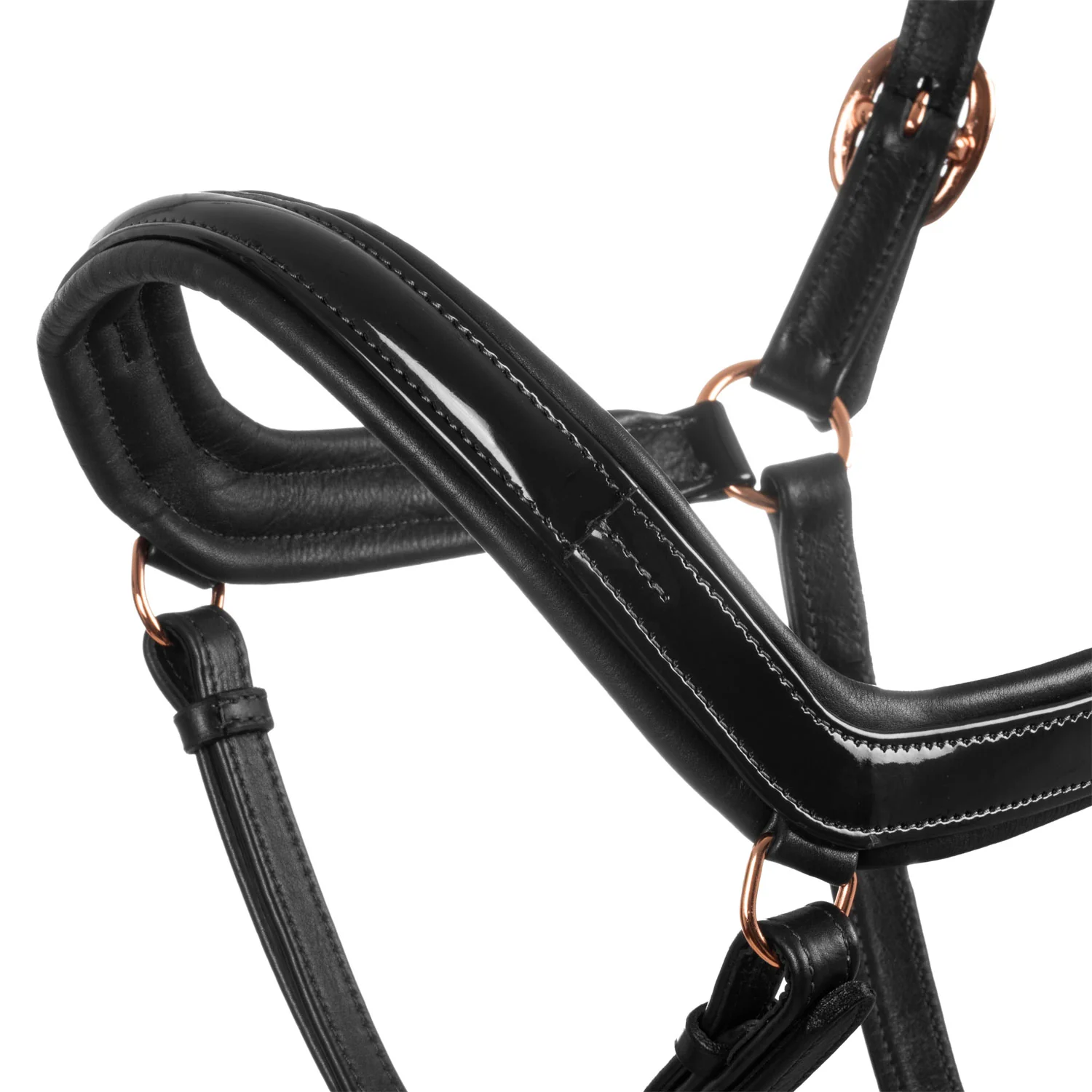 Equestro Polished Leather Halter With Rose Gold Buckles - Image 3