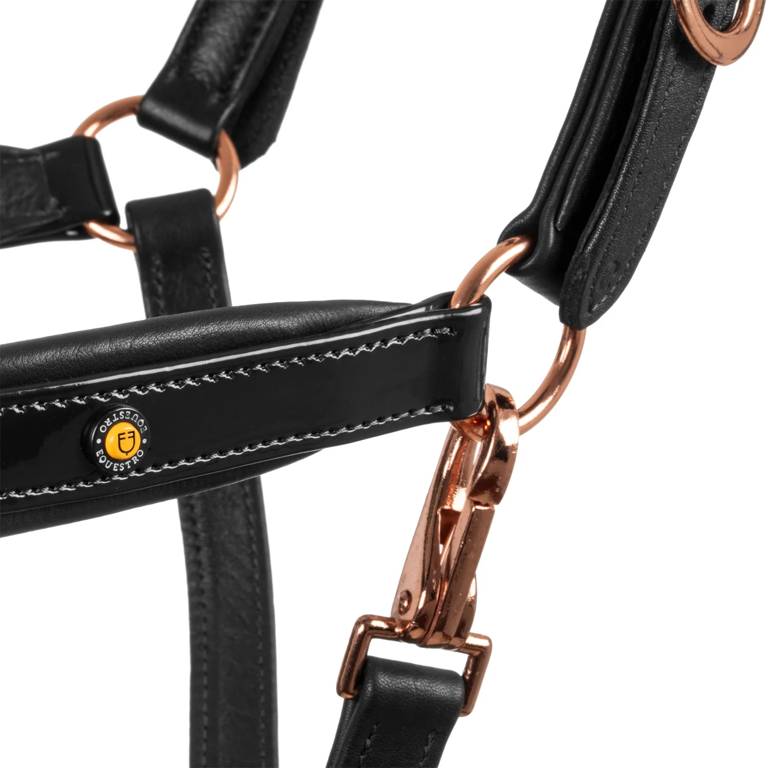 Equestro Polished Leather Halter With Rose Gold Buckles - Image 4