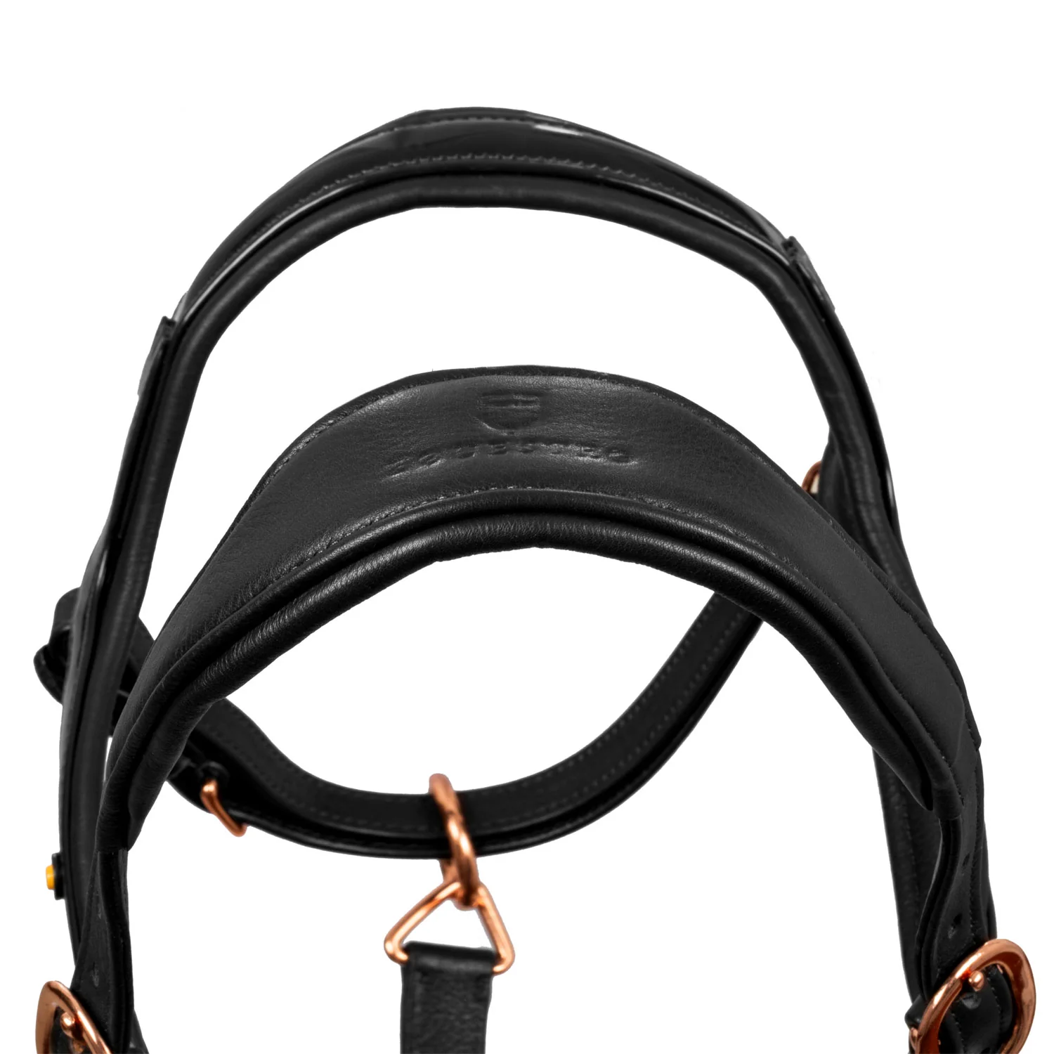 Equestro Polished Leather Halter With Rose Gold Buckles - Image 5