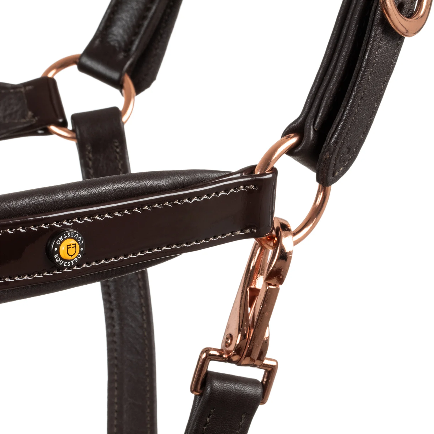 Equestro Polished Leather Halter With Rose Gold Buckles - Image 9