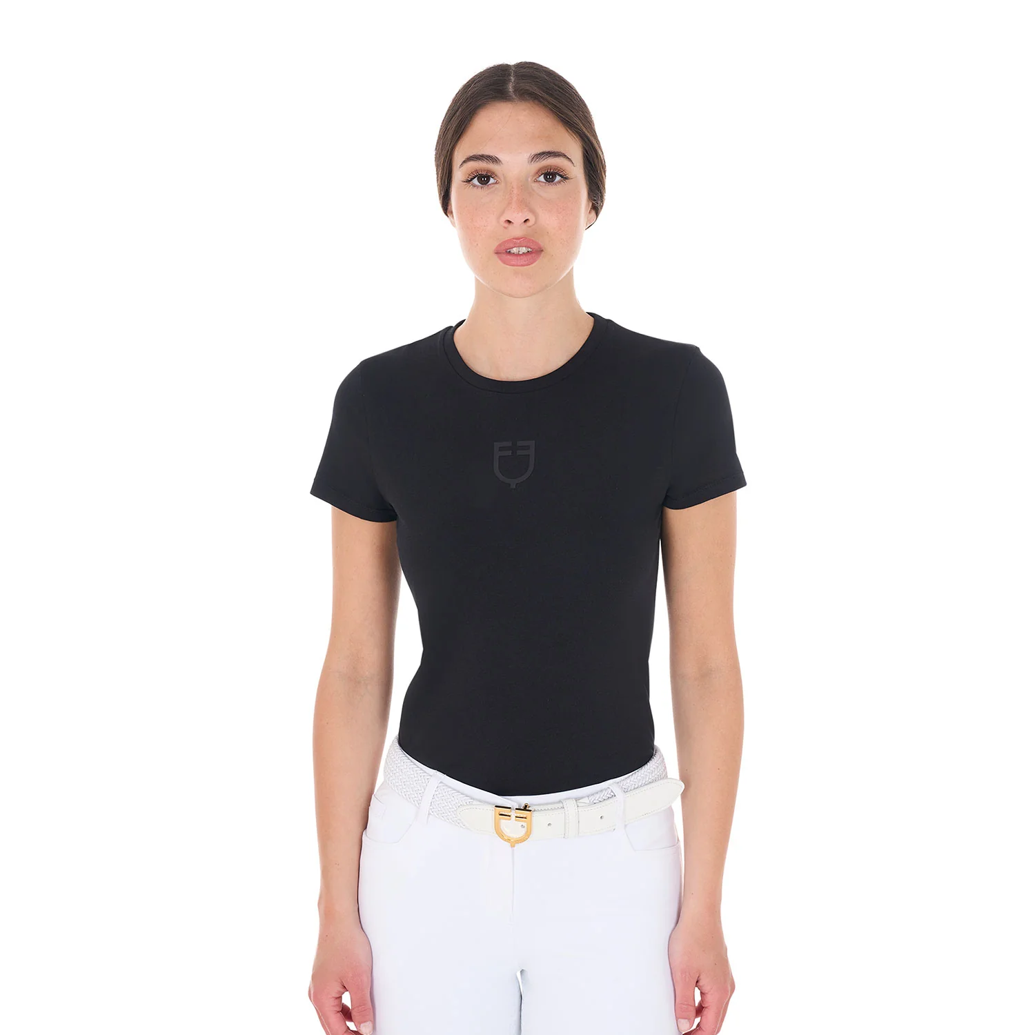 Equestro Women's Basic T-Shirt With Tone-On-Tone Logo