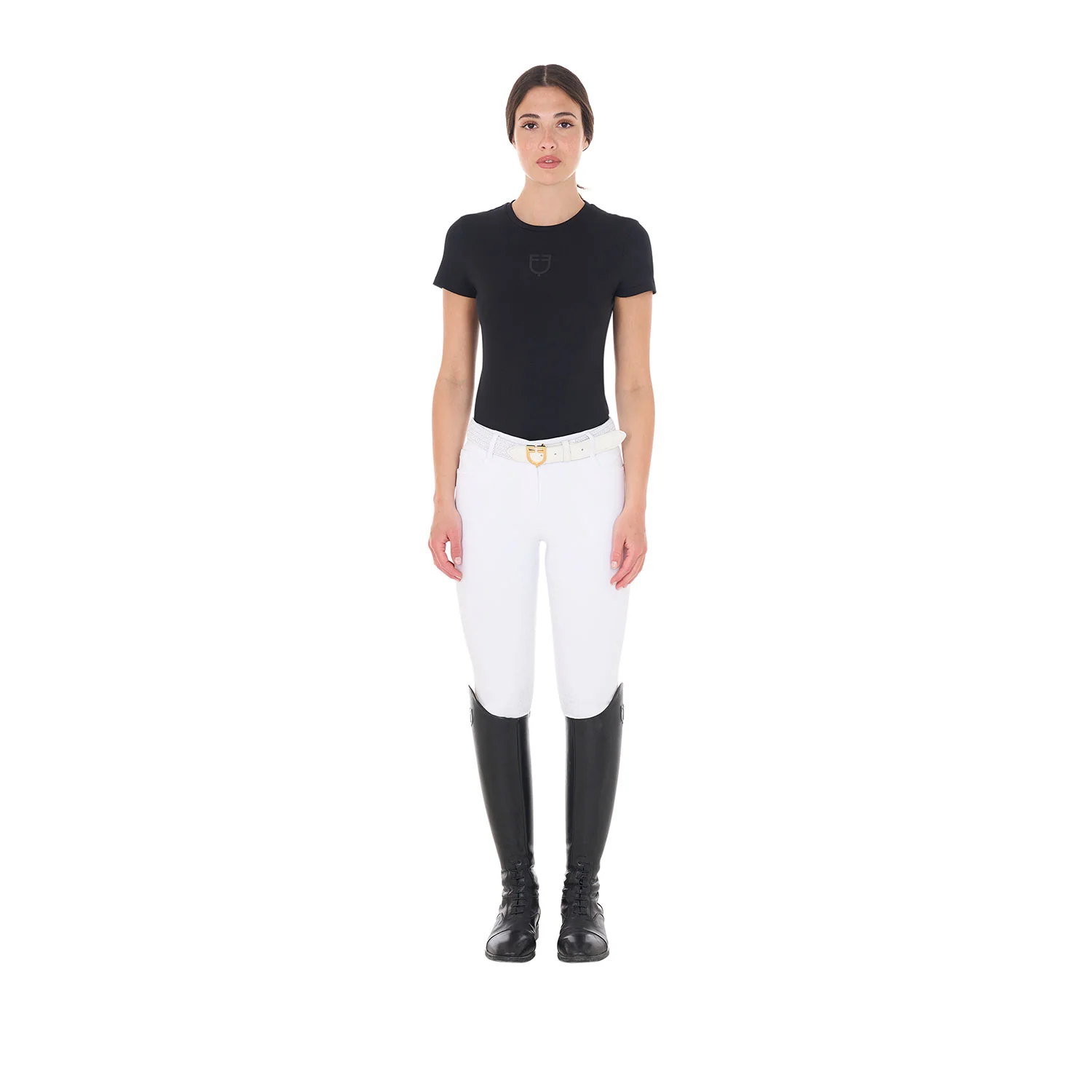Equestro Women's Basic T-Shirt With Tone-On-Tone Logo - Image 4