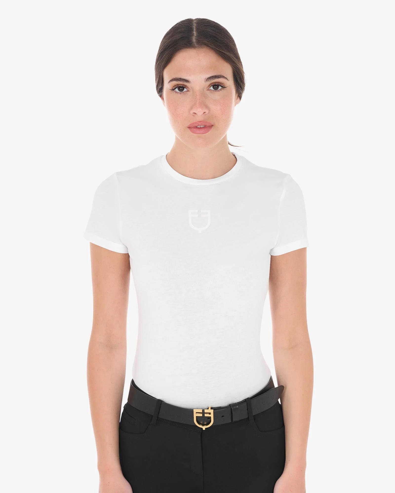Equestro Women's Basic T-Shirt With Tone-On-Tone Logo - Image 5