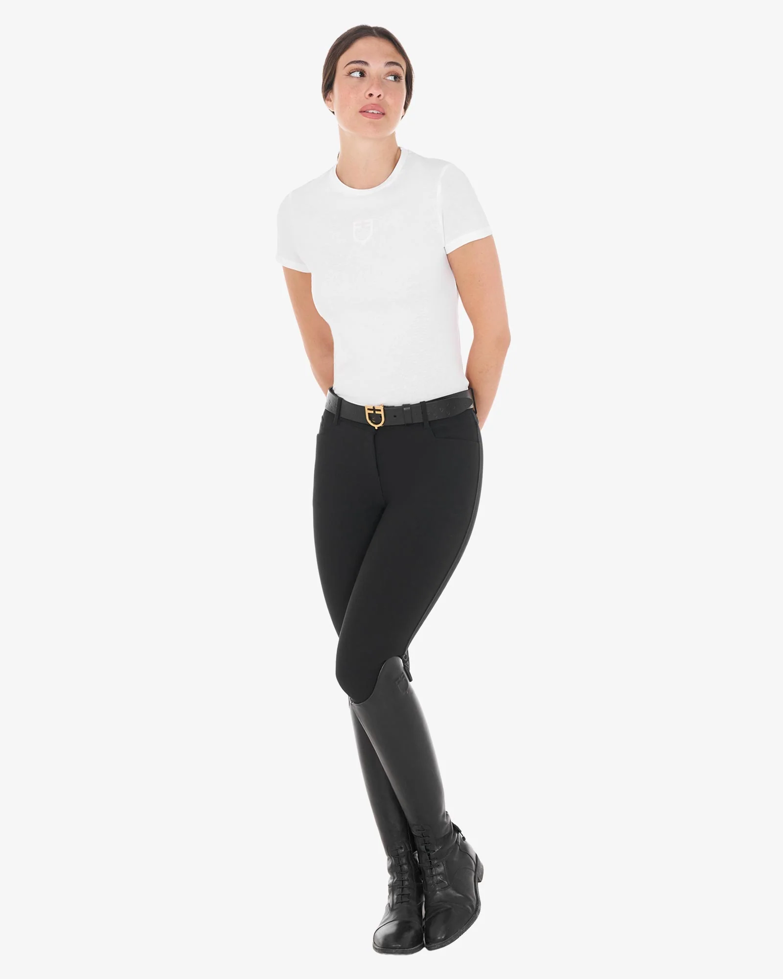 Equestro Women's Basic T-Shirt With Tone-On-Tone Logo - Image 8
