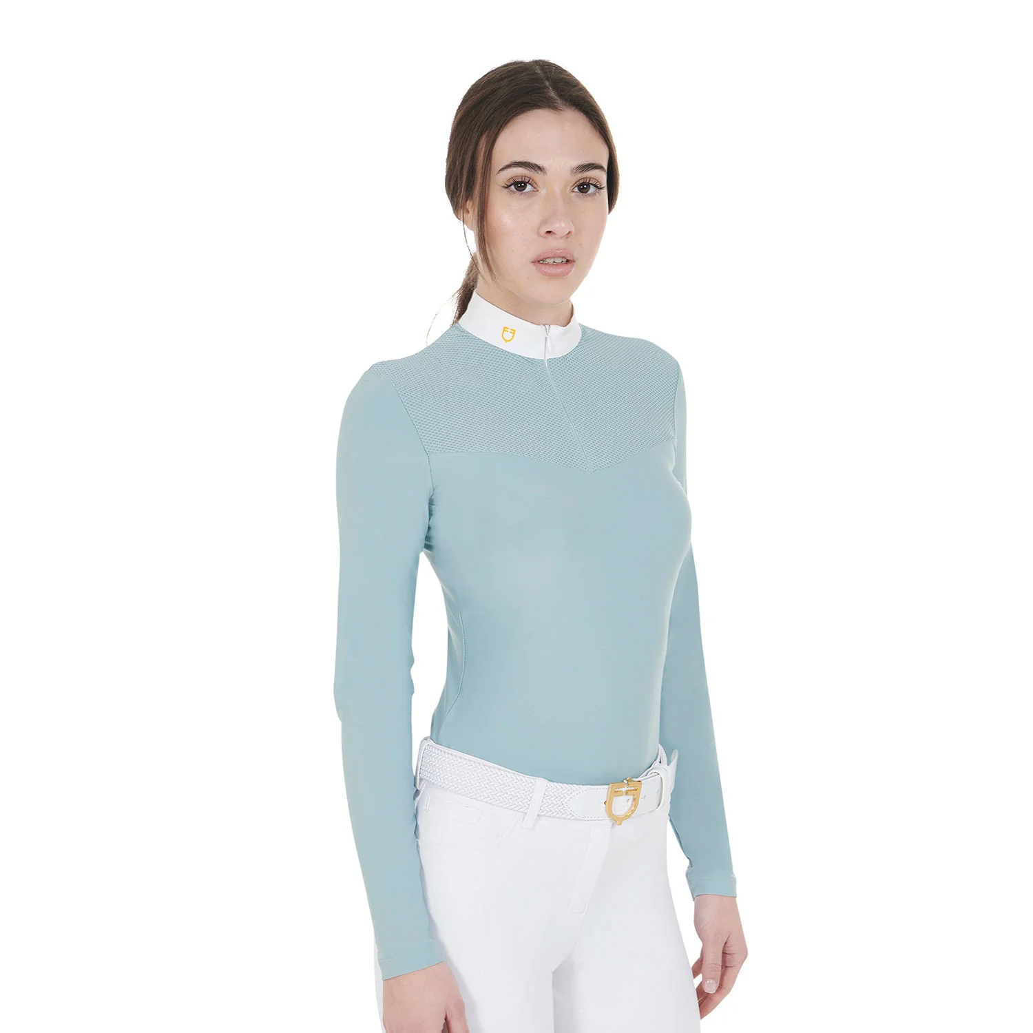 Equestro Women's Competition Polo Shirt In Technical And Mesh Fabric - Image 10