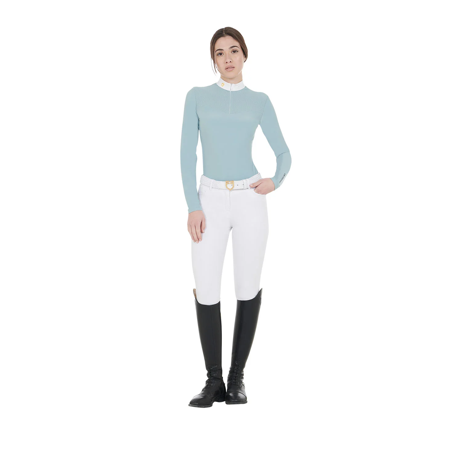 Equestro Women's Competition Polo Shirt In Technical And Mesh Fabric - Image 11