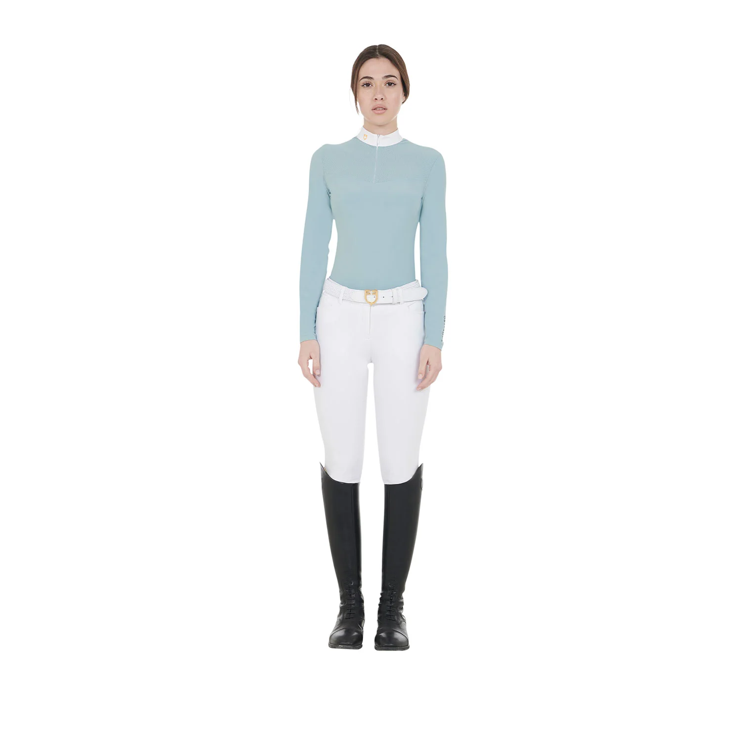 Equestro Women's Competition Polo Shirt In Technical And Mesh Fabric - Image 12