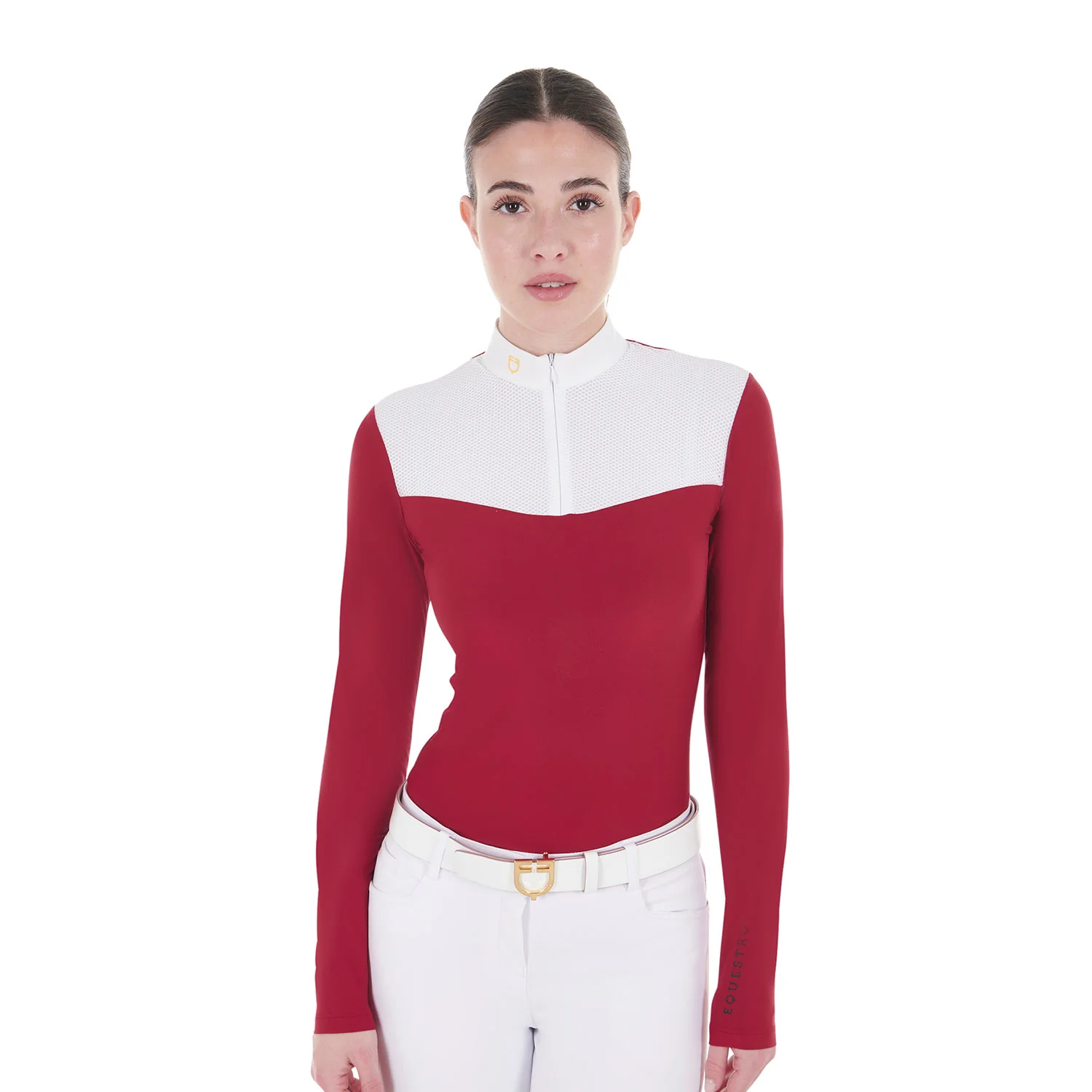 Equestro Women's Competition Polo Shirt In Technical And Mesh Fabric - Image 13