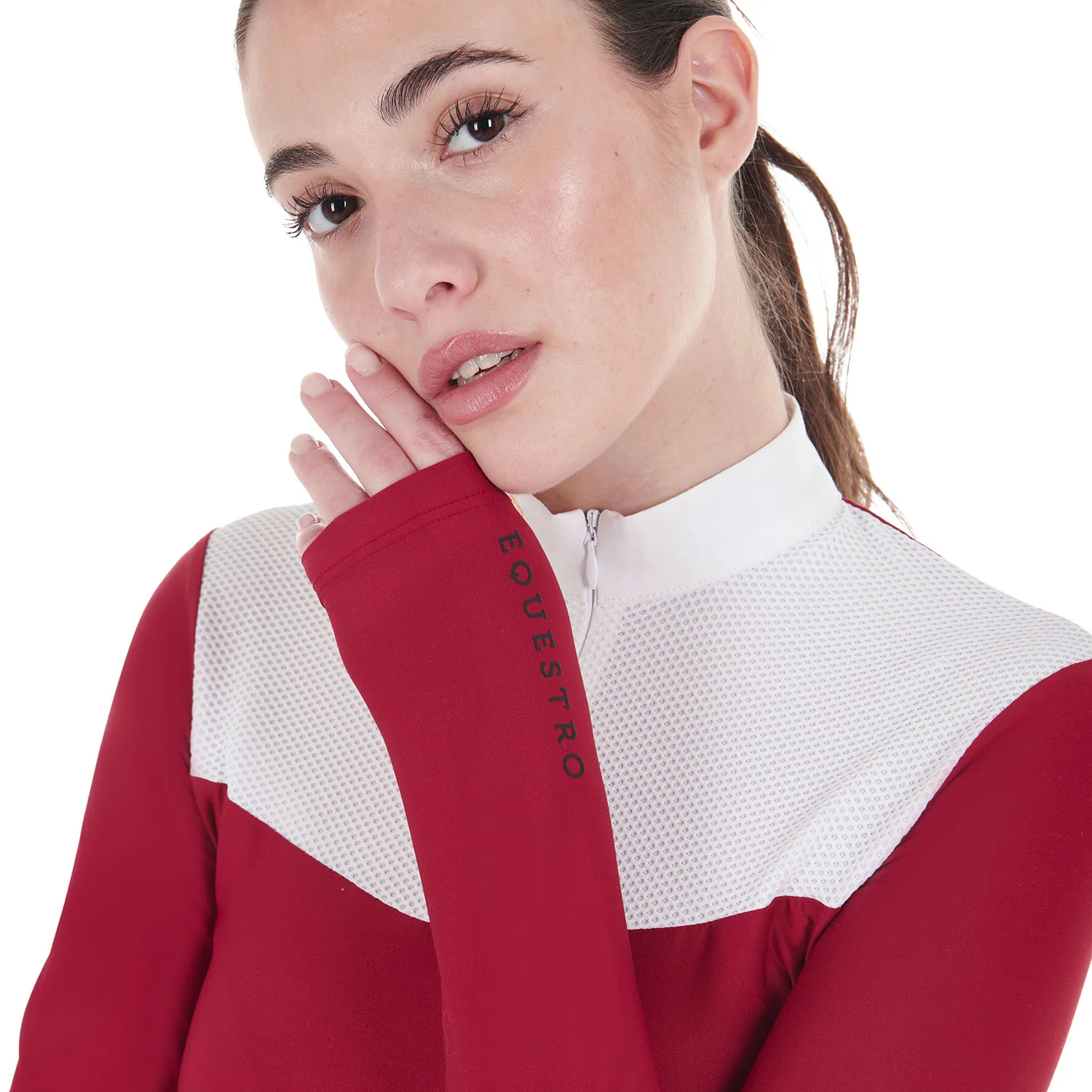 Equestro Women's Competition Polo Shirt In Technical And Mesh Fabric - Image 16