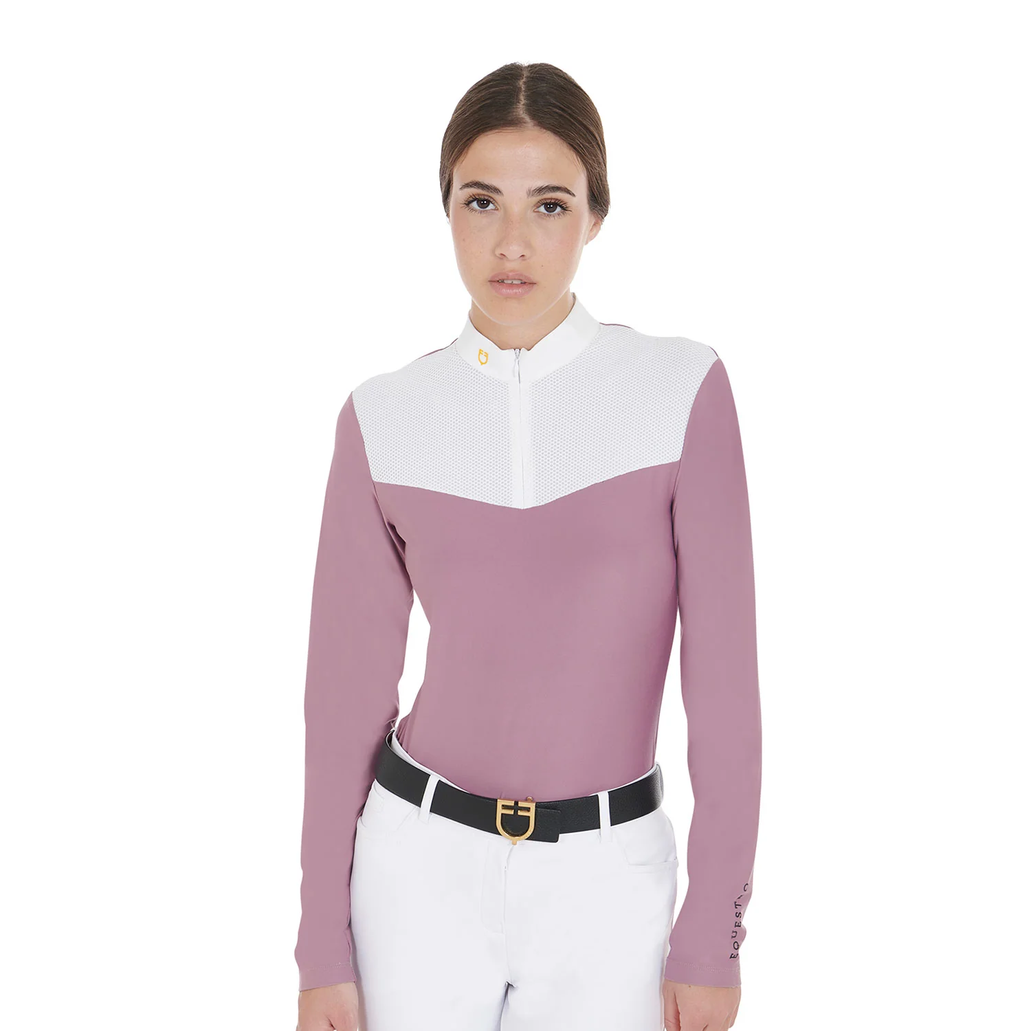 Equestro Women's Competition Polo Shirt In Technical And Mesh Fabric - Image 35