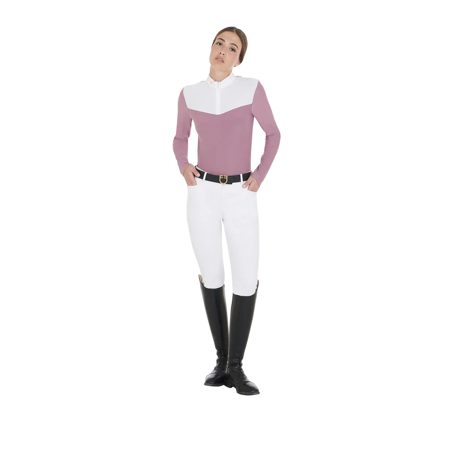 Equestro Women's Competition Polo Shirt In Technical And Mesh Fabric - Image 38