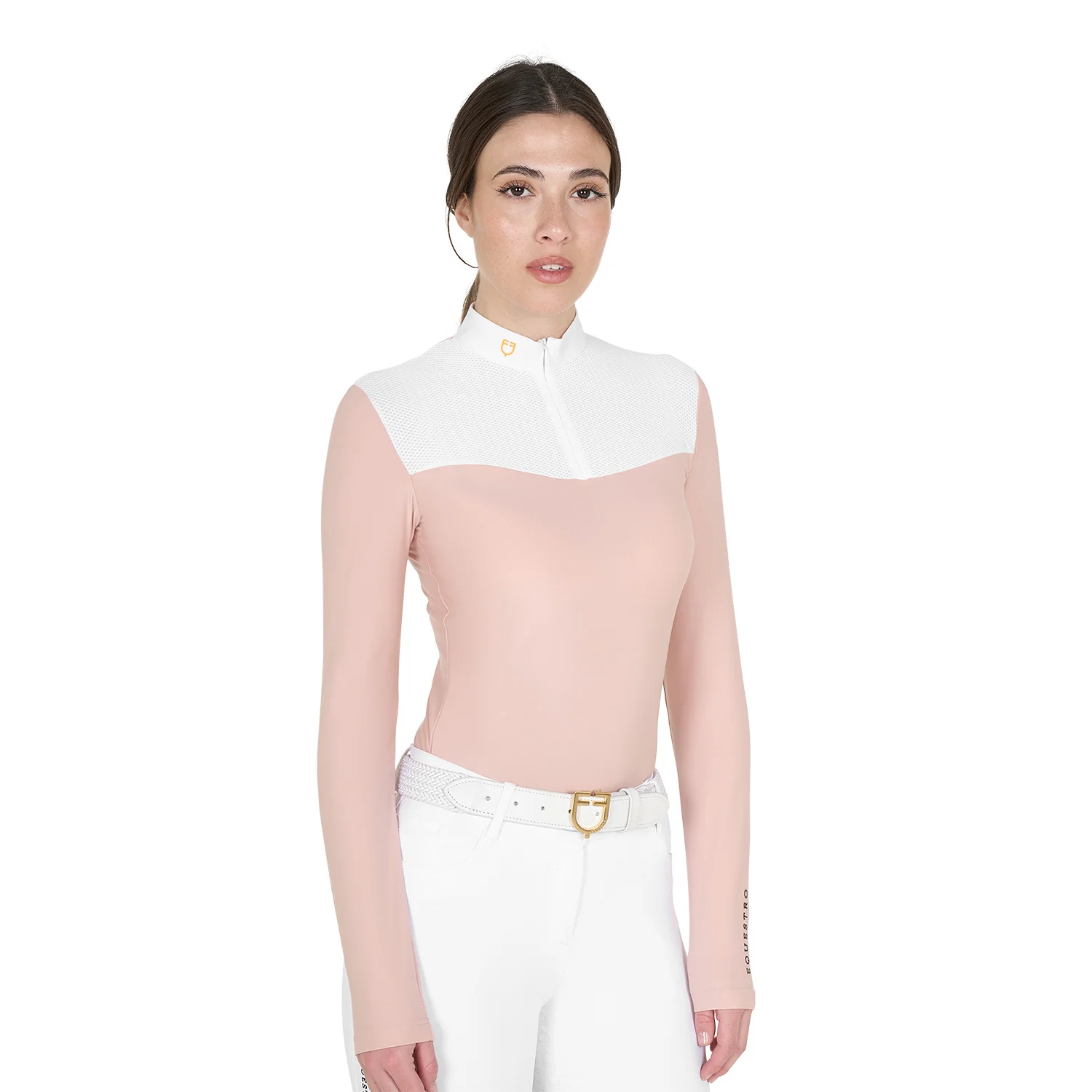 Equestro Women's Competition Polo Shirt In Technical And Mesh Fabric - Image 4