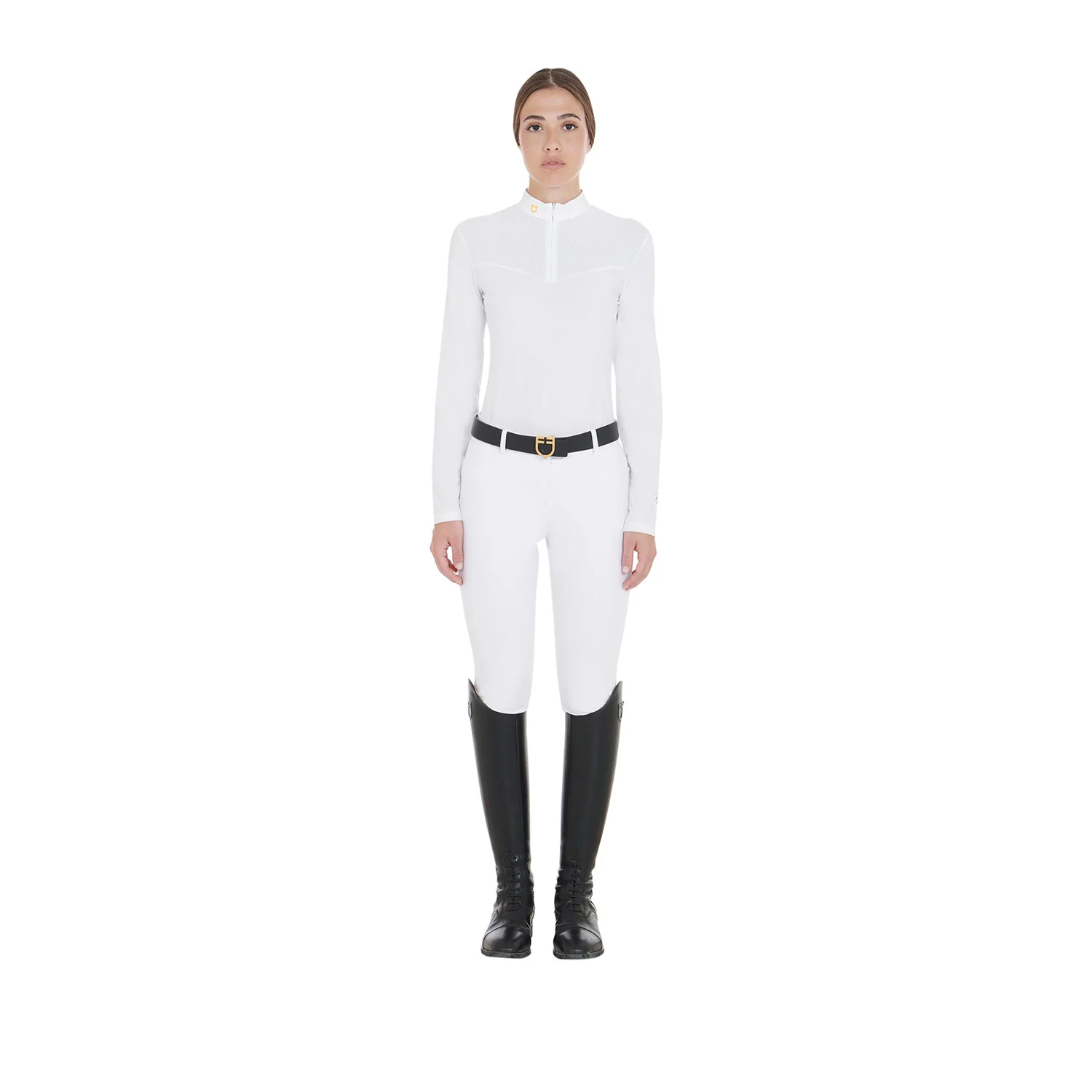 Equestro Women's Competition Polo Shirt In Technical And Mesh Fabric - Image 44