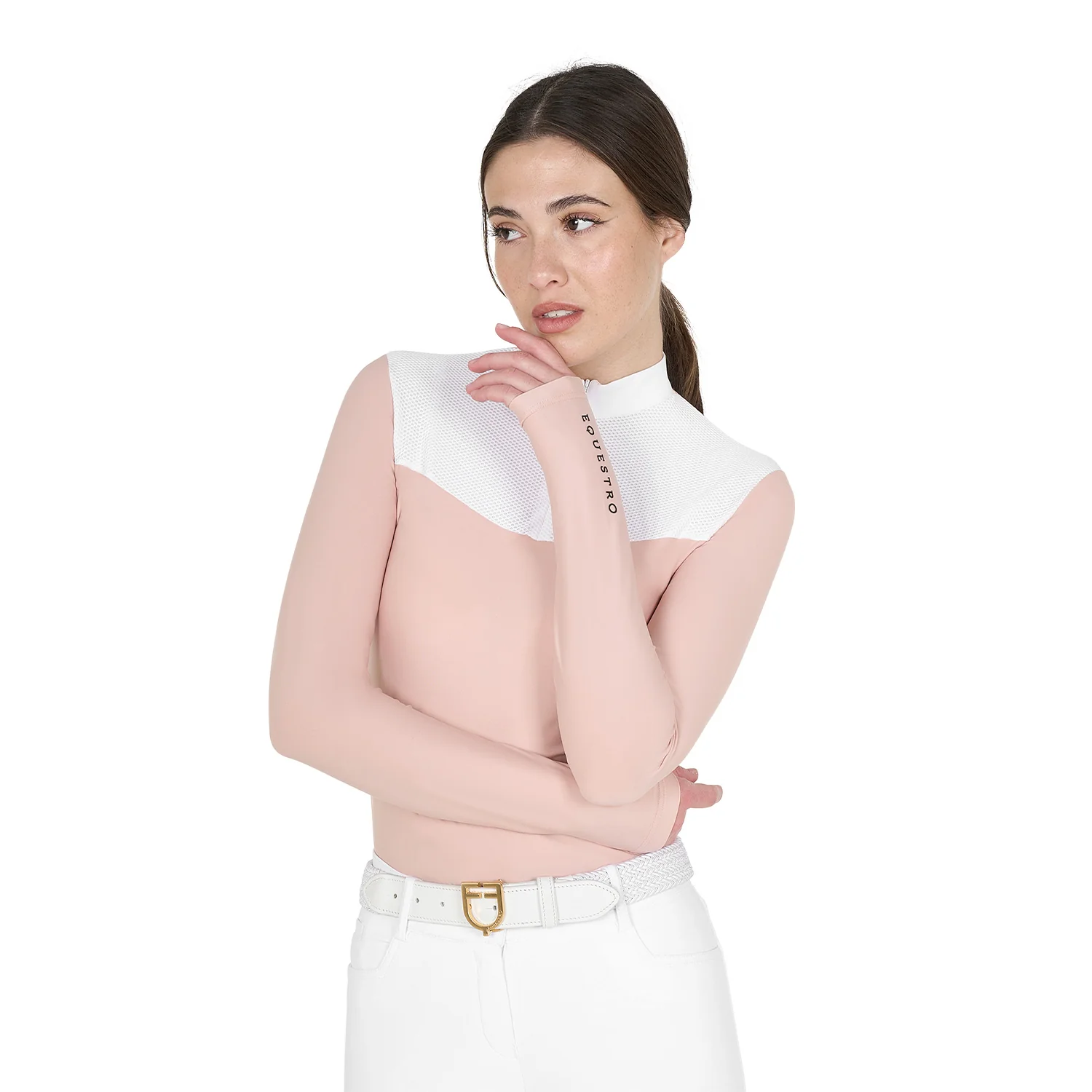 Equestro Women's Competition Polo Shirt In Technical And Mesh Fabric - Image 5