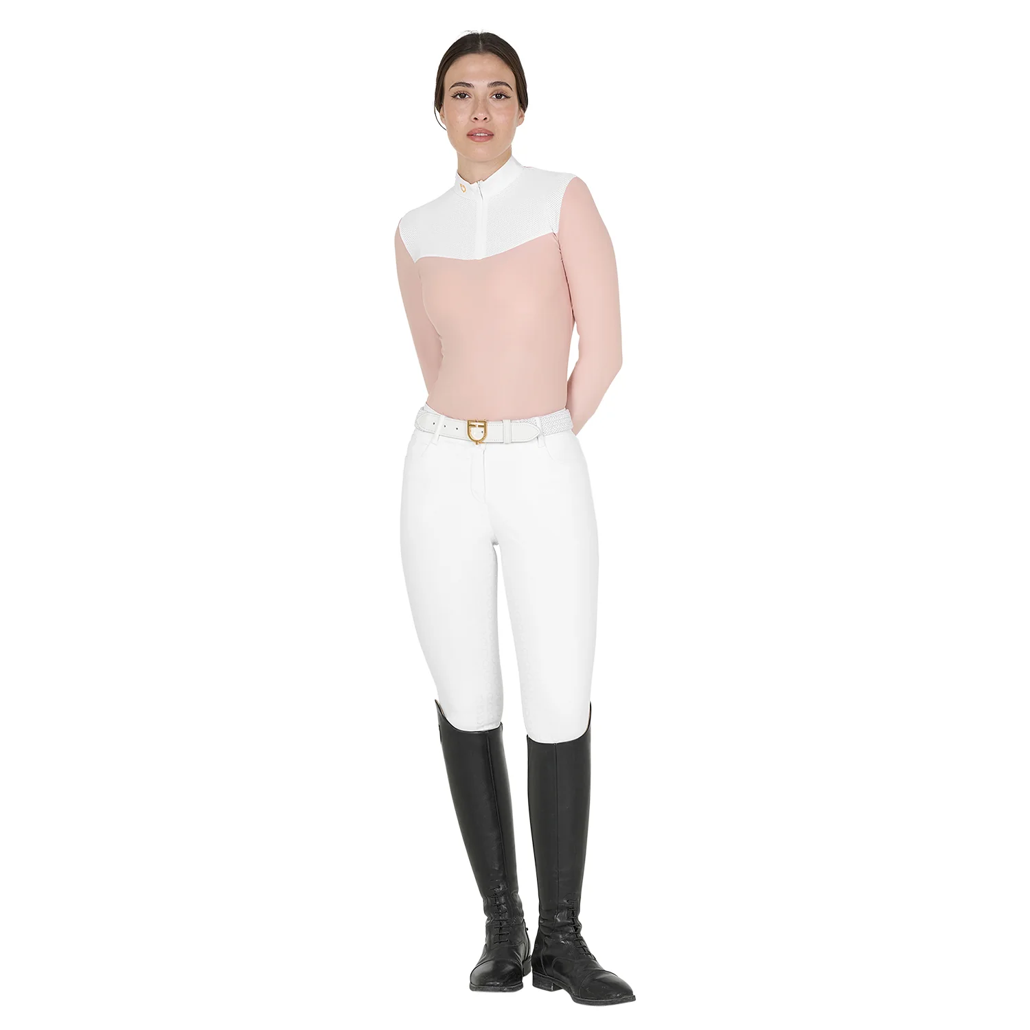 Equestro Women's Competition Polo Shirt In Technical And Mesh Fabric - Image 6